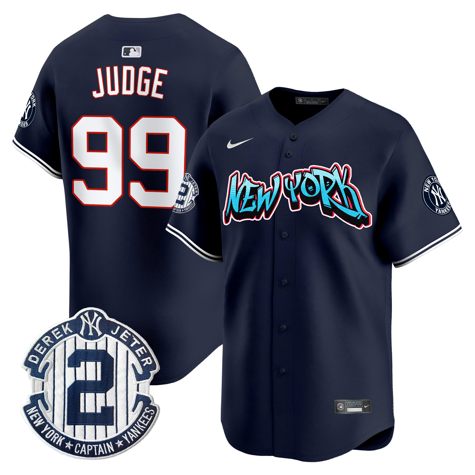 Men's Aaron Judge New York Yankees Graffiti Vapor Premier Limited Navy Jersey - All Stitched