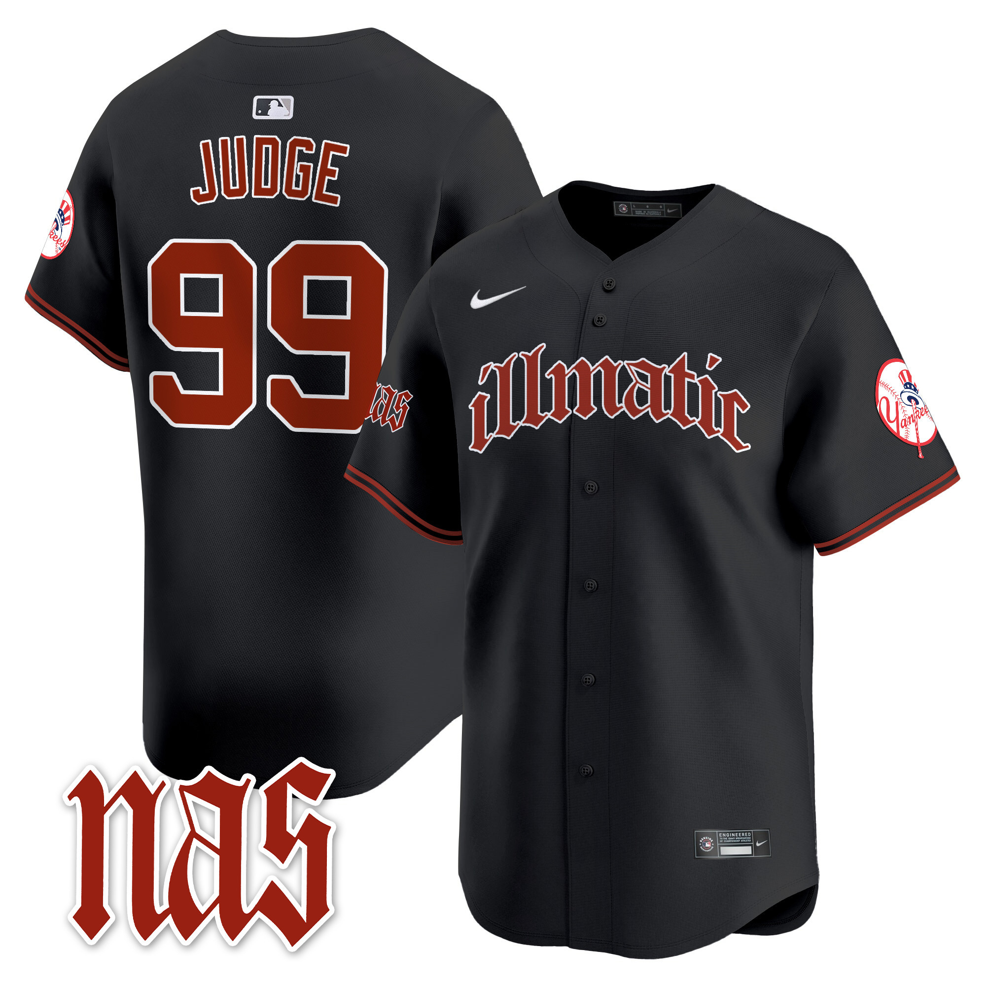 Men's Aaron Judge New York Yankees Nas Illmatic Vapor Premier Limited Black Jersey - All Stitched