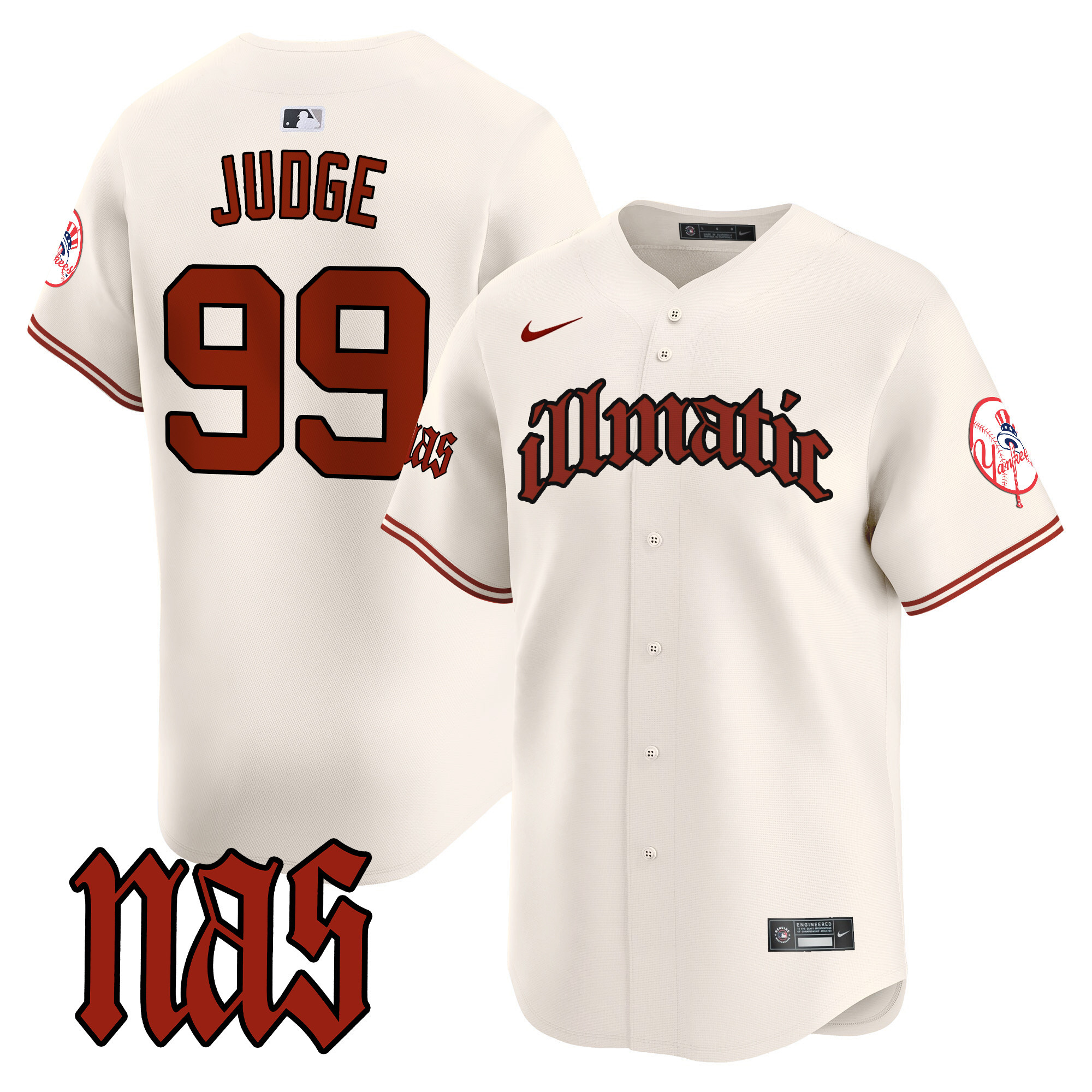 Men's Aaron Judge New York Yankees Nas Illmatic Vapor Premier Limited Cream Jersey - All Stitched