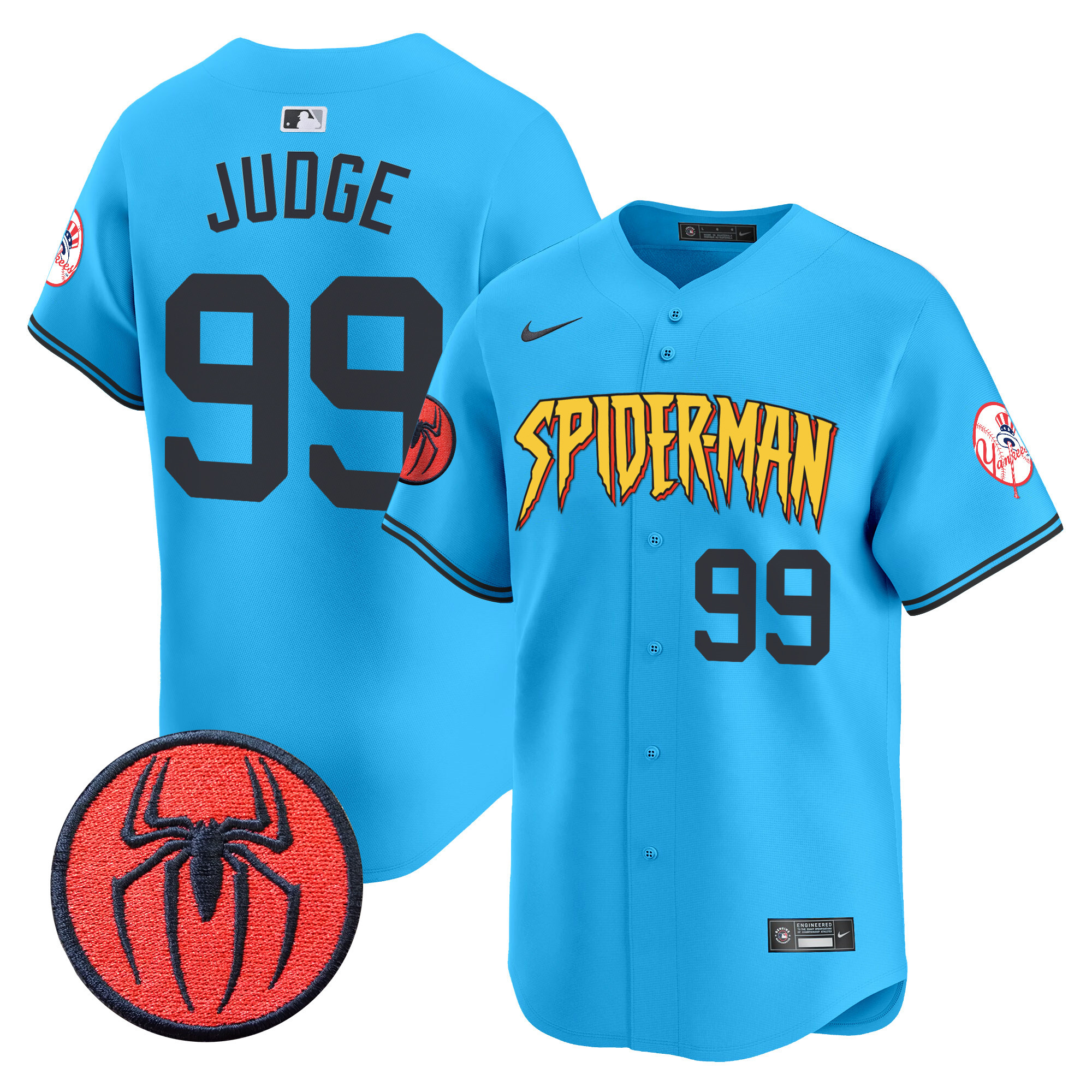 Men's Aaron Judge New York Yankees Spider-Man Vapor Premier Limited Light Blue Jersey - All Stitched