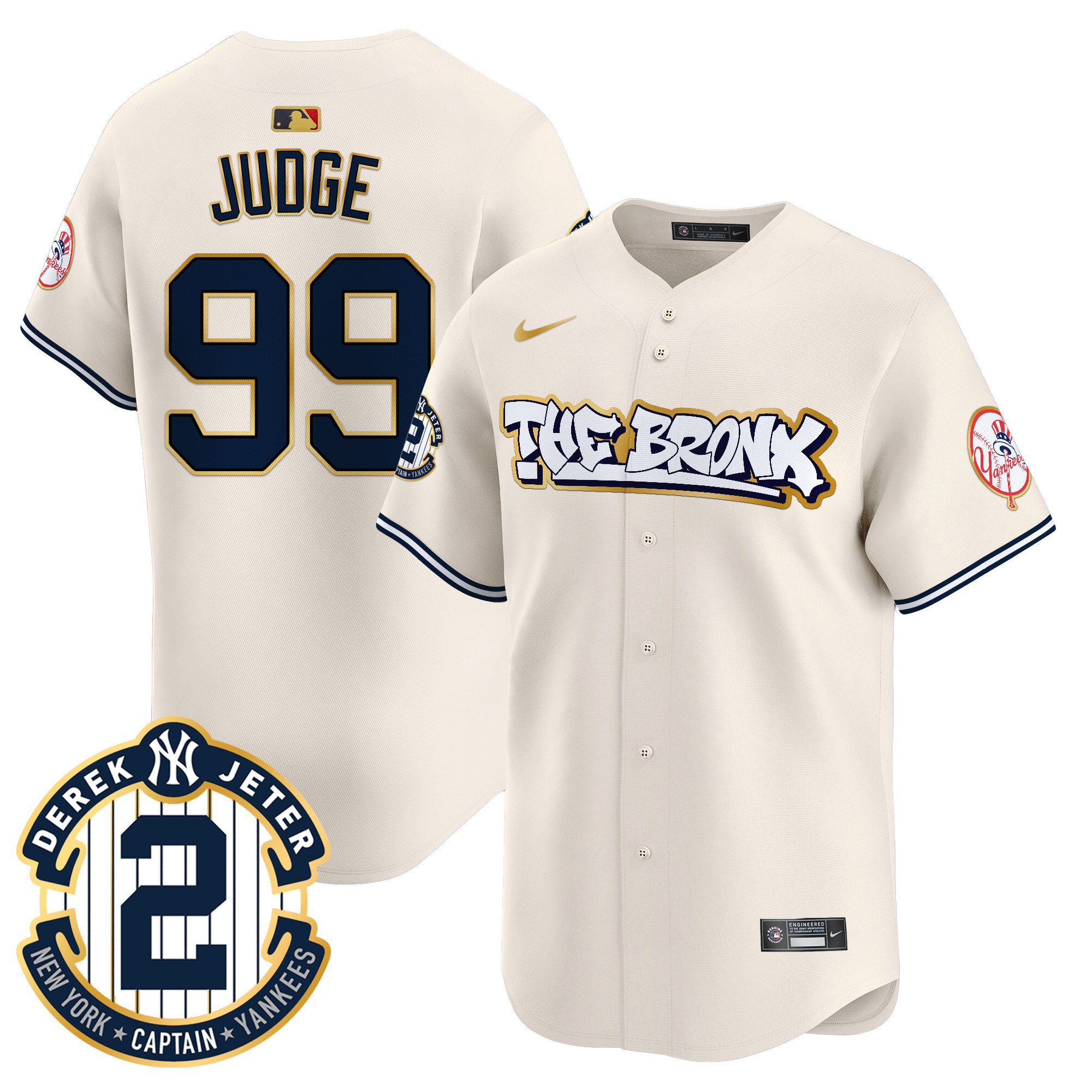 Men's Aaron Judge New York Yankees The Bronx Graffiti Gold Trim Vapor Premier Limited Cream Jersey - All Stitched