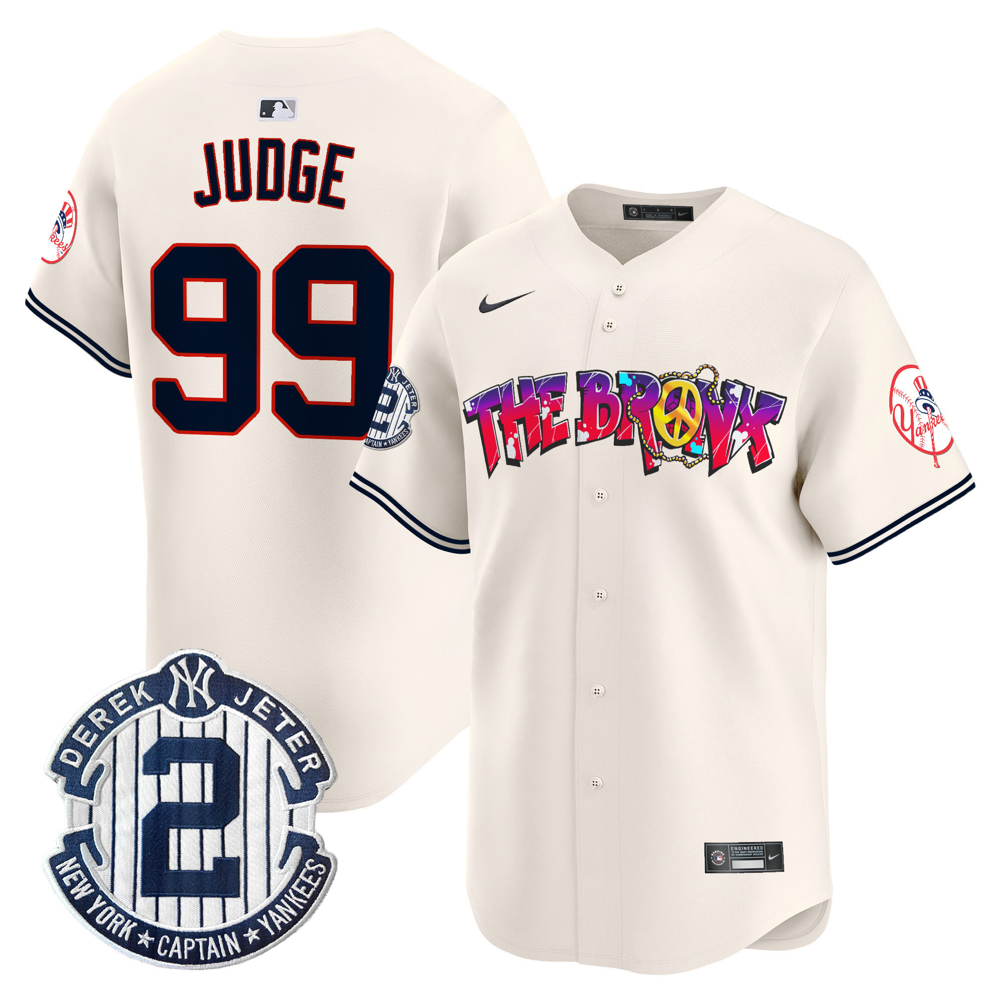 Men's Aaron Judge New York Yankees The Bronx Graffiti Vapor Premier Limited Cream Jersey V7 - All Stitched