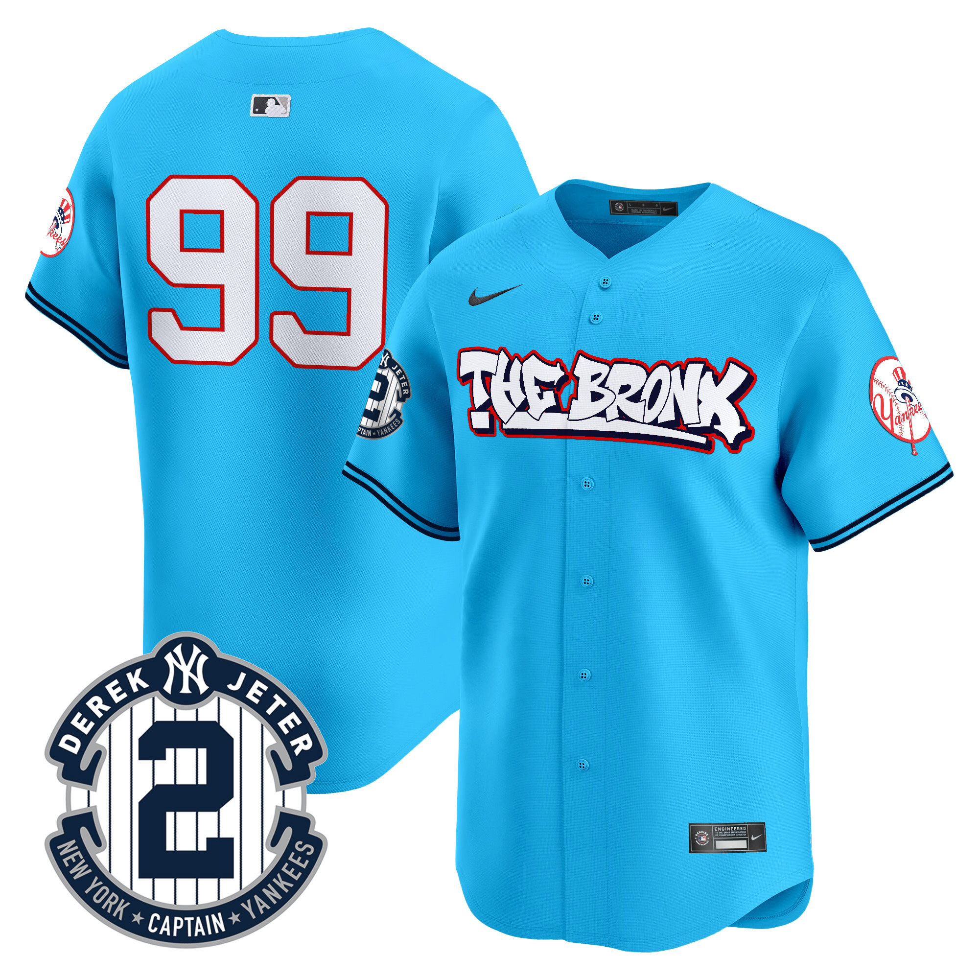 Men's Aaron Judge New York Yankees The Bronx Graffiti Vapor Premier Limited Light Blue Jersey V8 - All Stitched