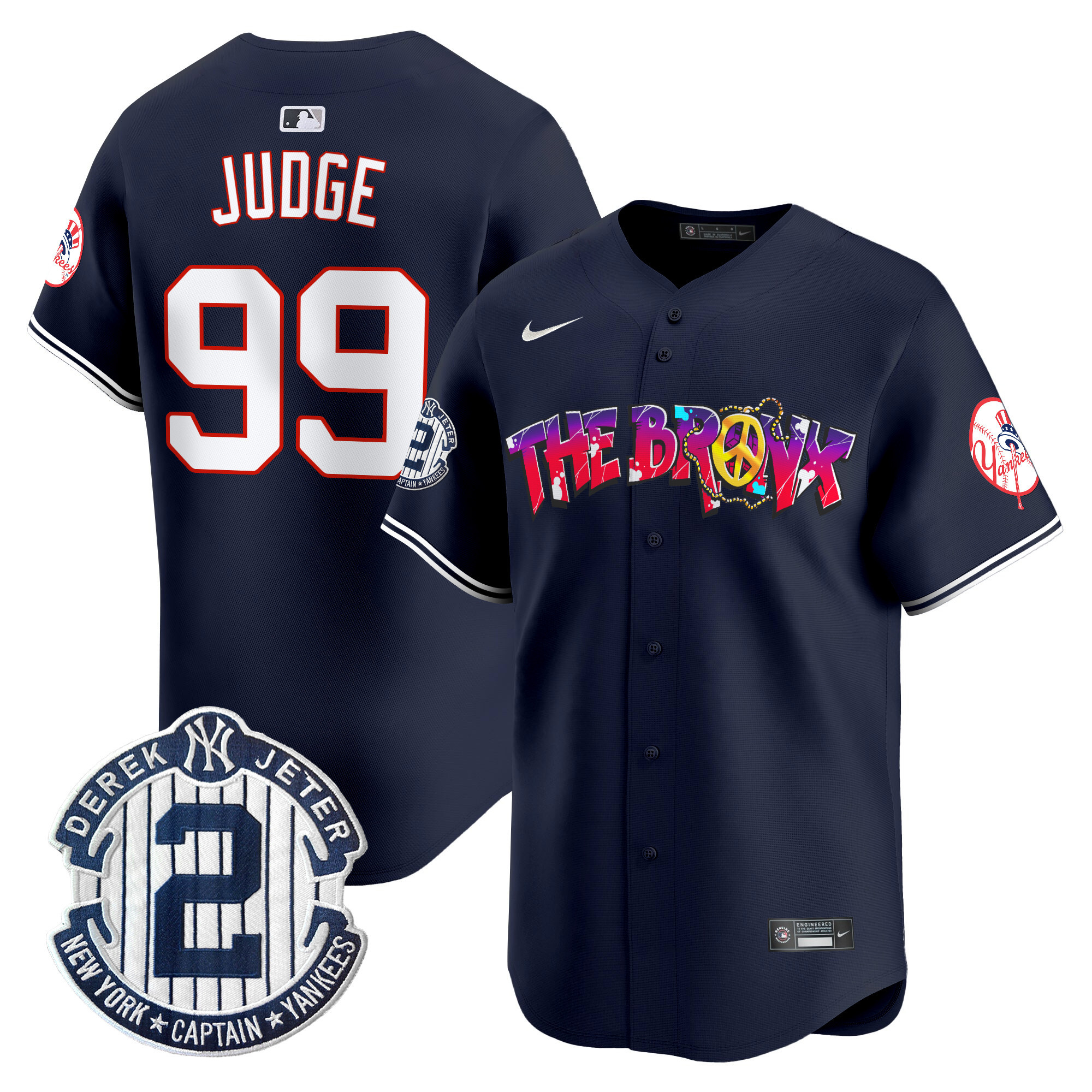Men's Aaron Judge New York Yankees The Bronx Graffiti Vapor Premier Limited Navy Jersey V7 - All Stitched