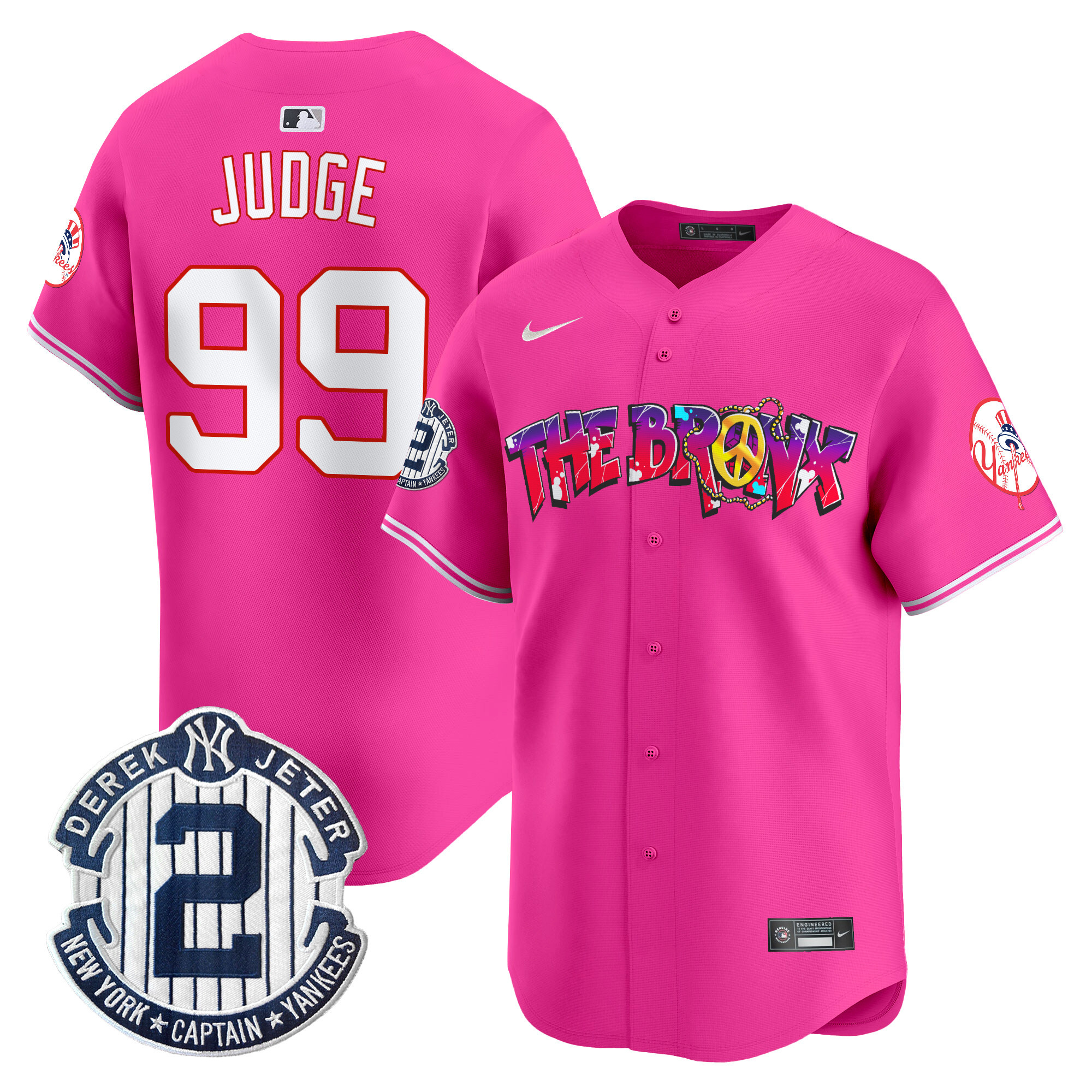 Men's Aaron Judge New York Yankees The Bronx Graffiti Vapor Premier Limited Pink Jersey V7 - All Stitched