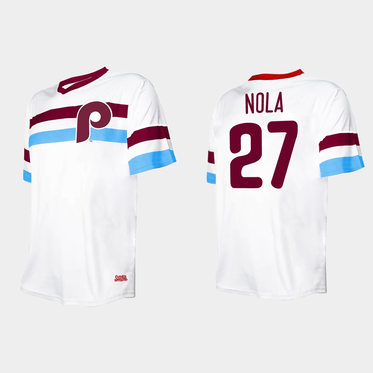 Men's Aaron Nola Philadelphia Phillies Cooperstown Collection V-Neck Jersey - White