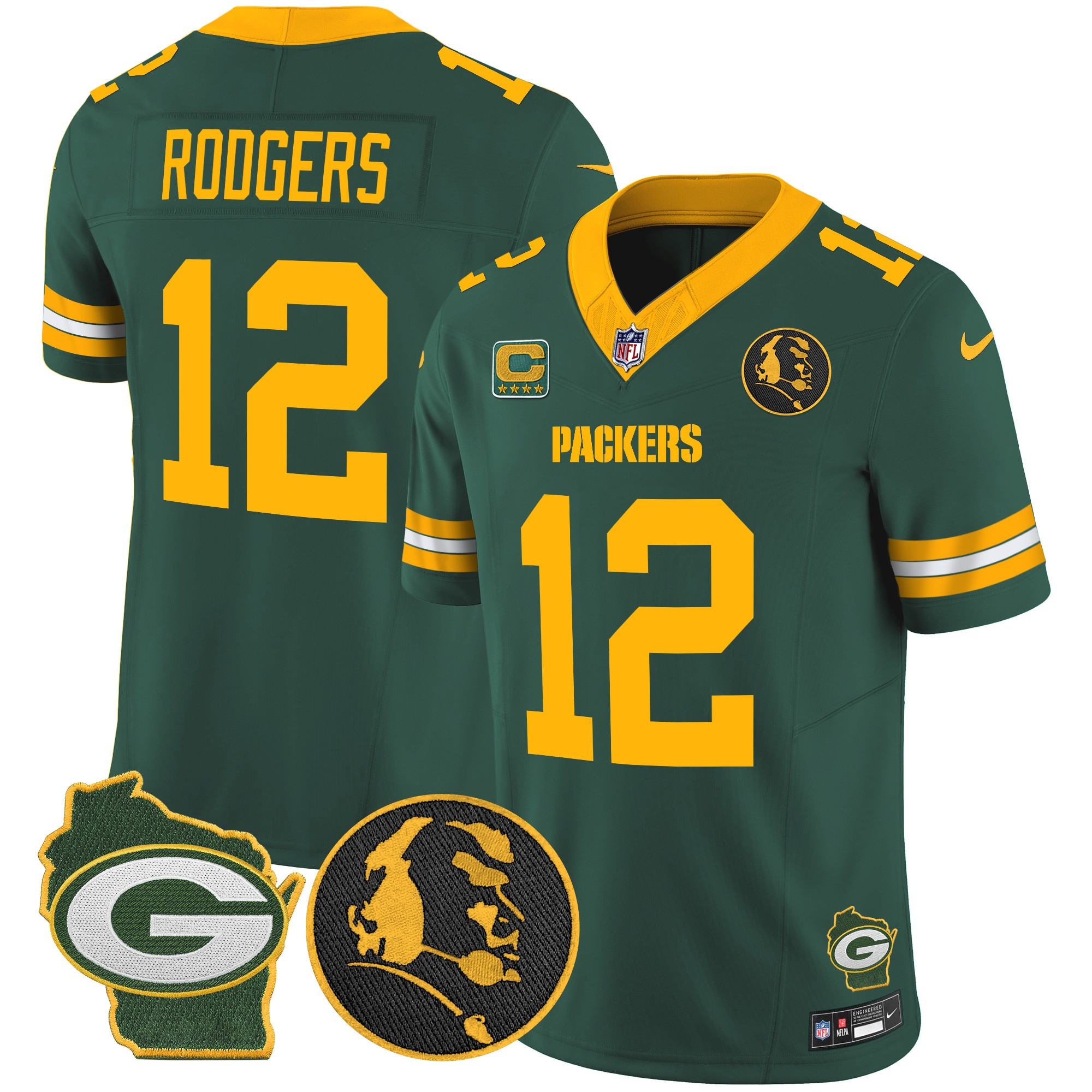 Men's Aaron Rodgers Green Bay Packers John Madden & Home Patch Vapor Limited Green Jersey - All Stitched