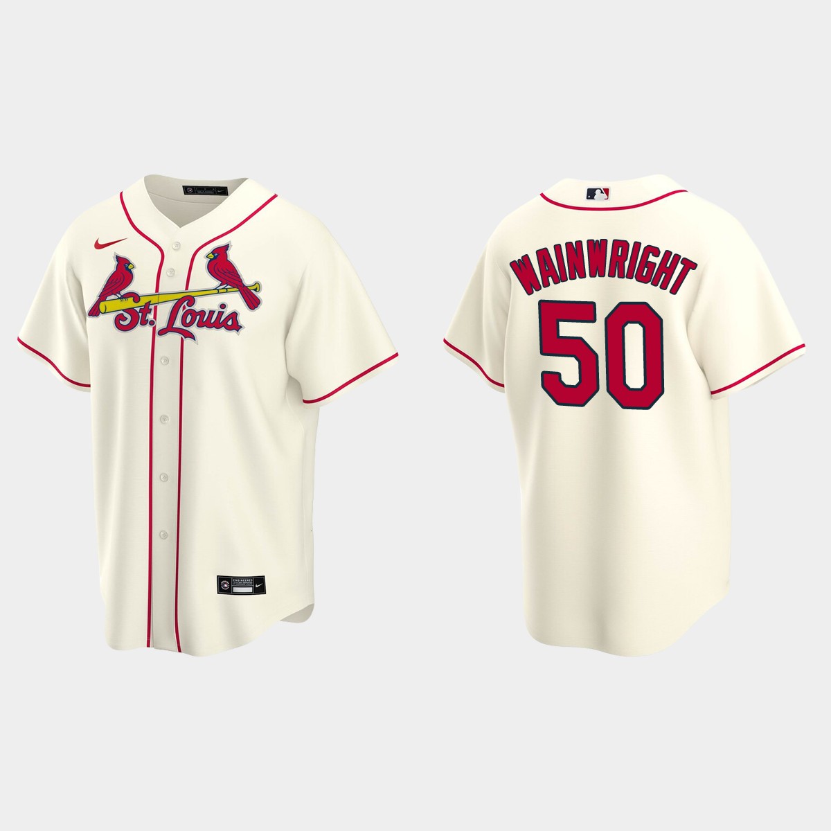 Men's Adam Wainwright #50 St. Louis Cardinals Alternate Jersey - Cream