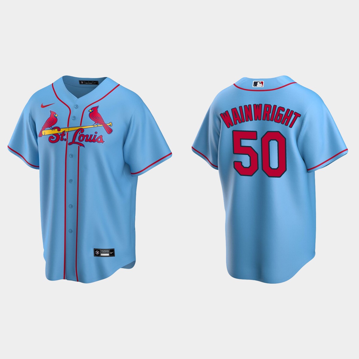 Men’s Adam Wainwright #50 St. Louis Cardinals Alternate Jersey – Light Blue