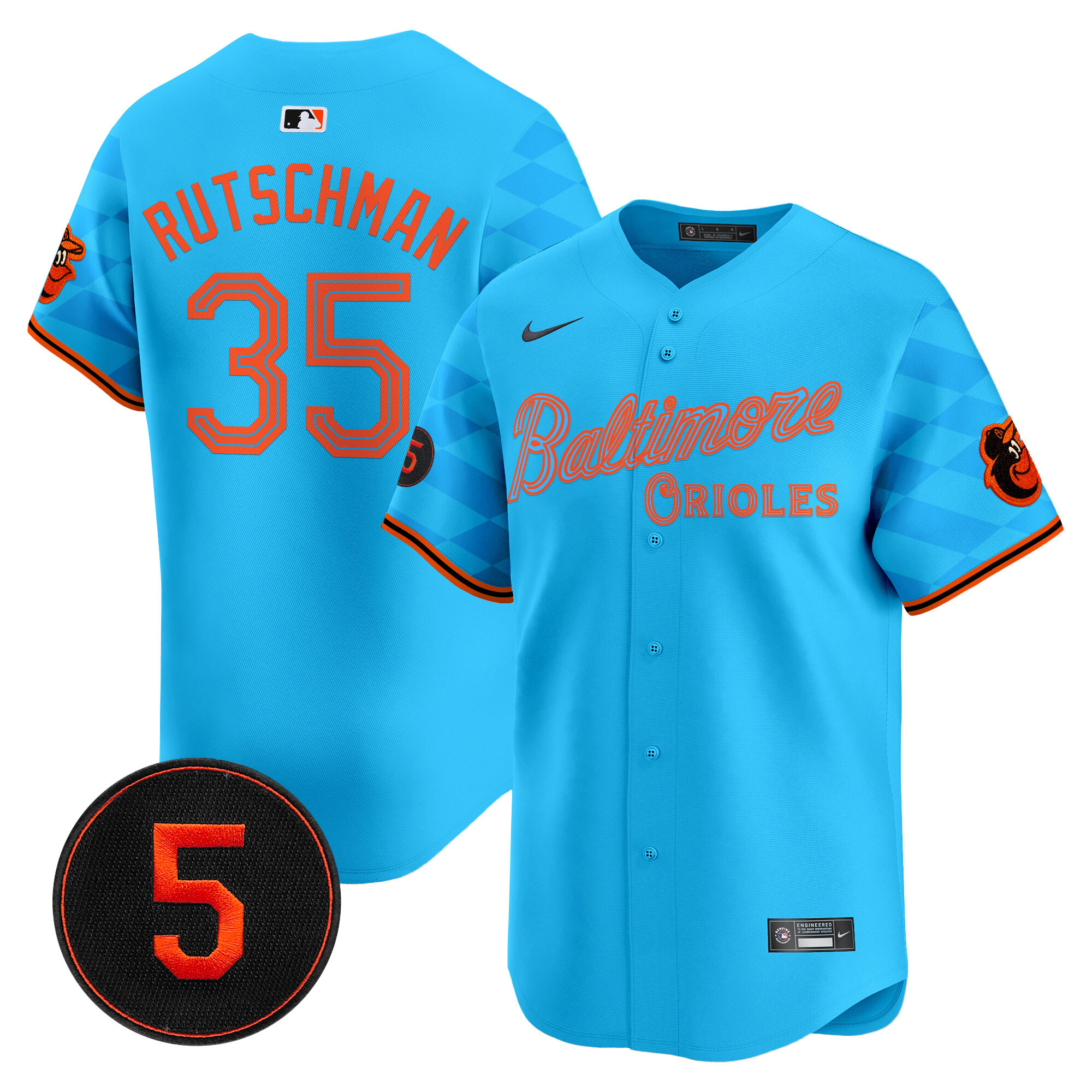 Men's Adley Rutschman Baltimore Orioles City Light Vapor Premier Limited Light blue Jersey - All Stitched