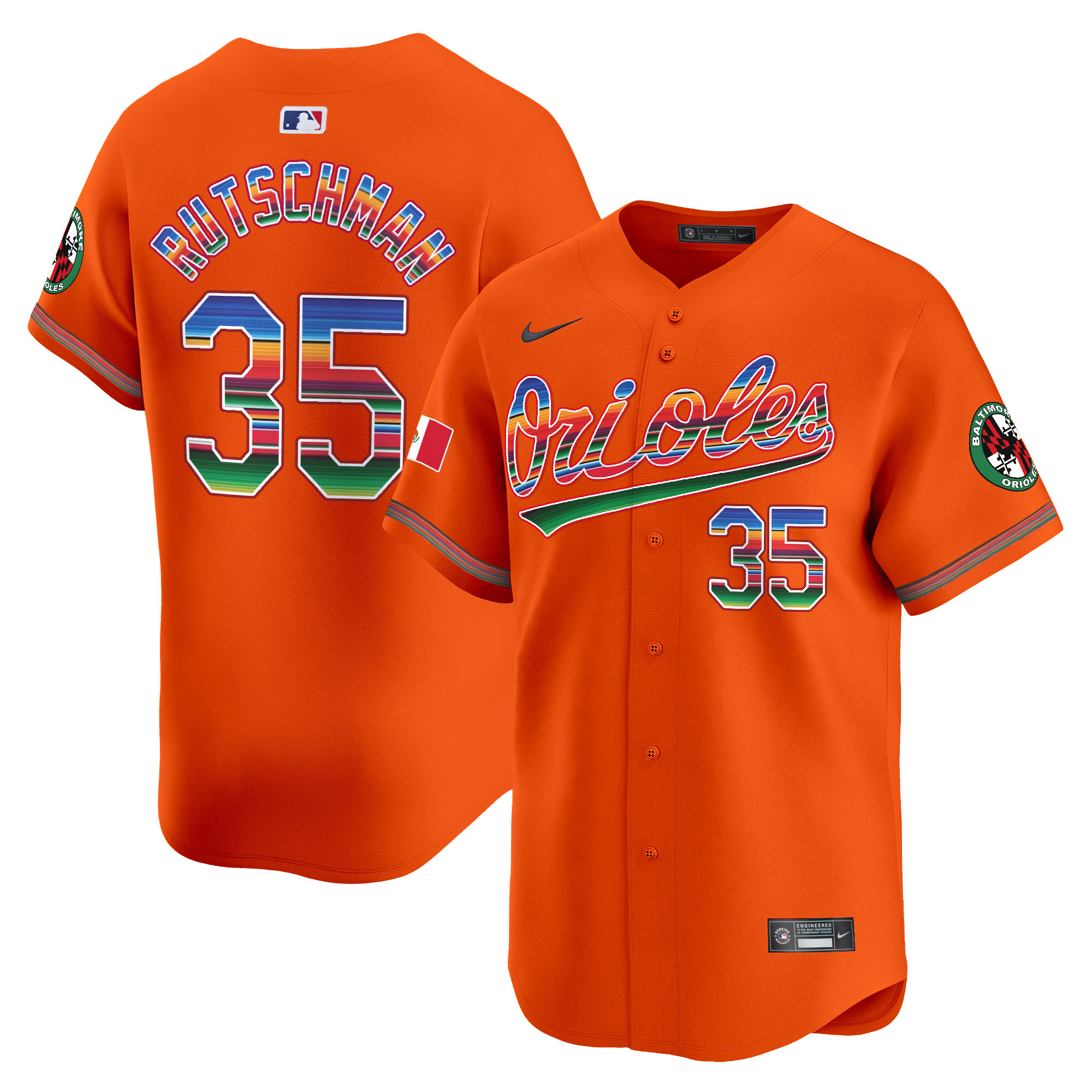 Men's Adley Rutschman Baltimore Orioles Mexico Vapor Premier Limited Orange Jersey - All Stitched