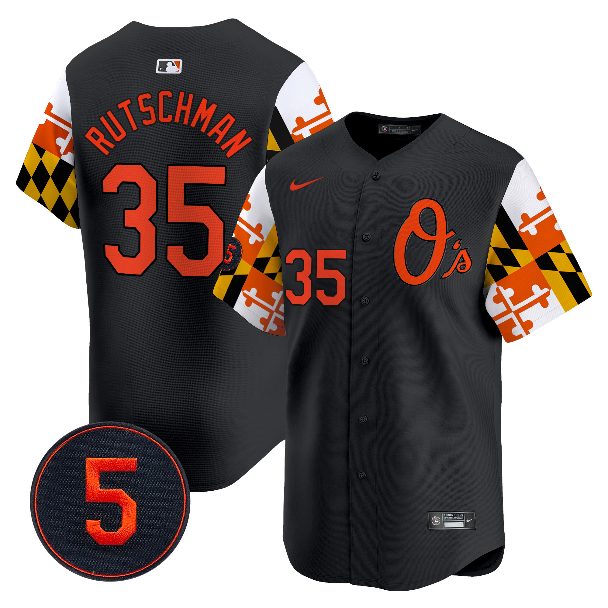 Men's Adley Rutschman Baltimore Orioles Robinson Patch Vapor Premier Limited Black Jersey V5 - All Stitched