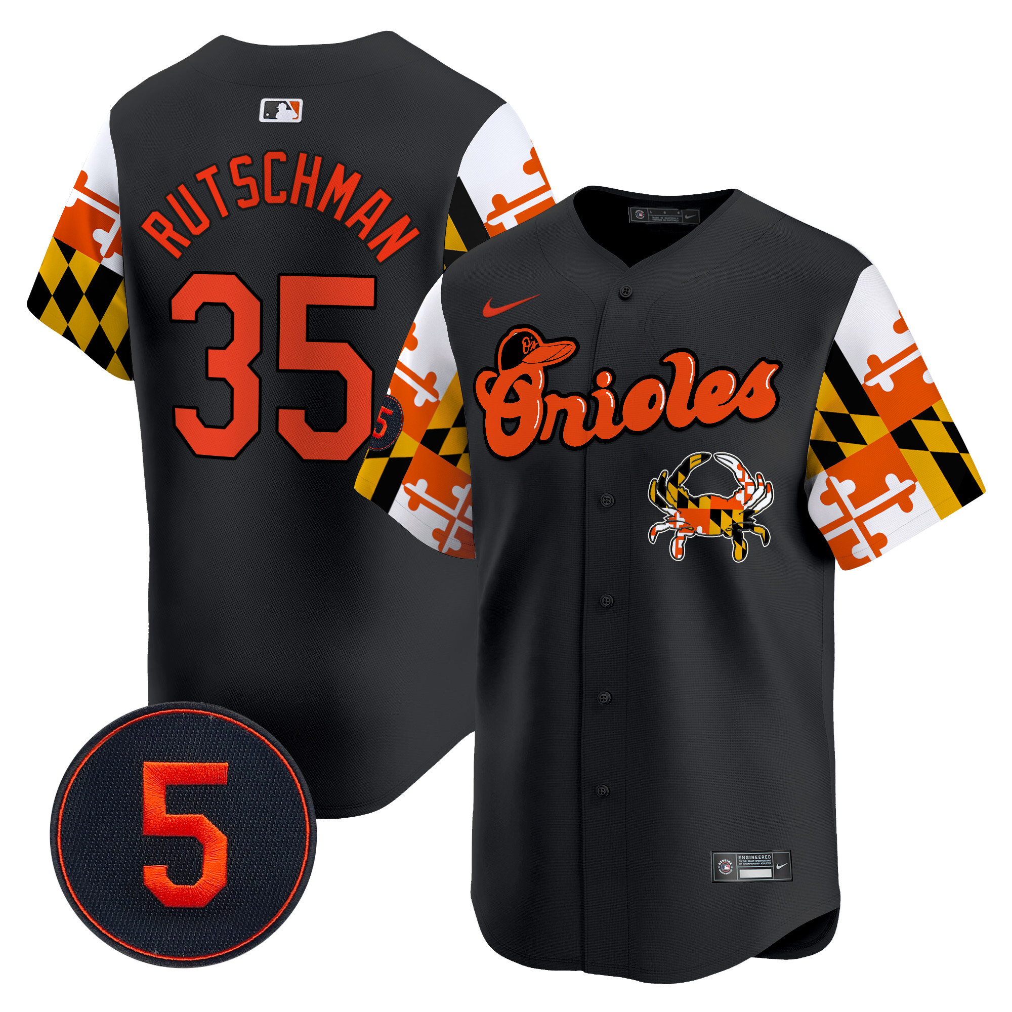 Men's Adley Rutschman Baltimore Orioles Robinson Patch Vapor Premier Limited Black Jersey V7 - All Stitched