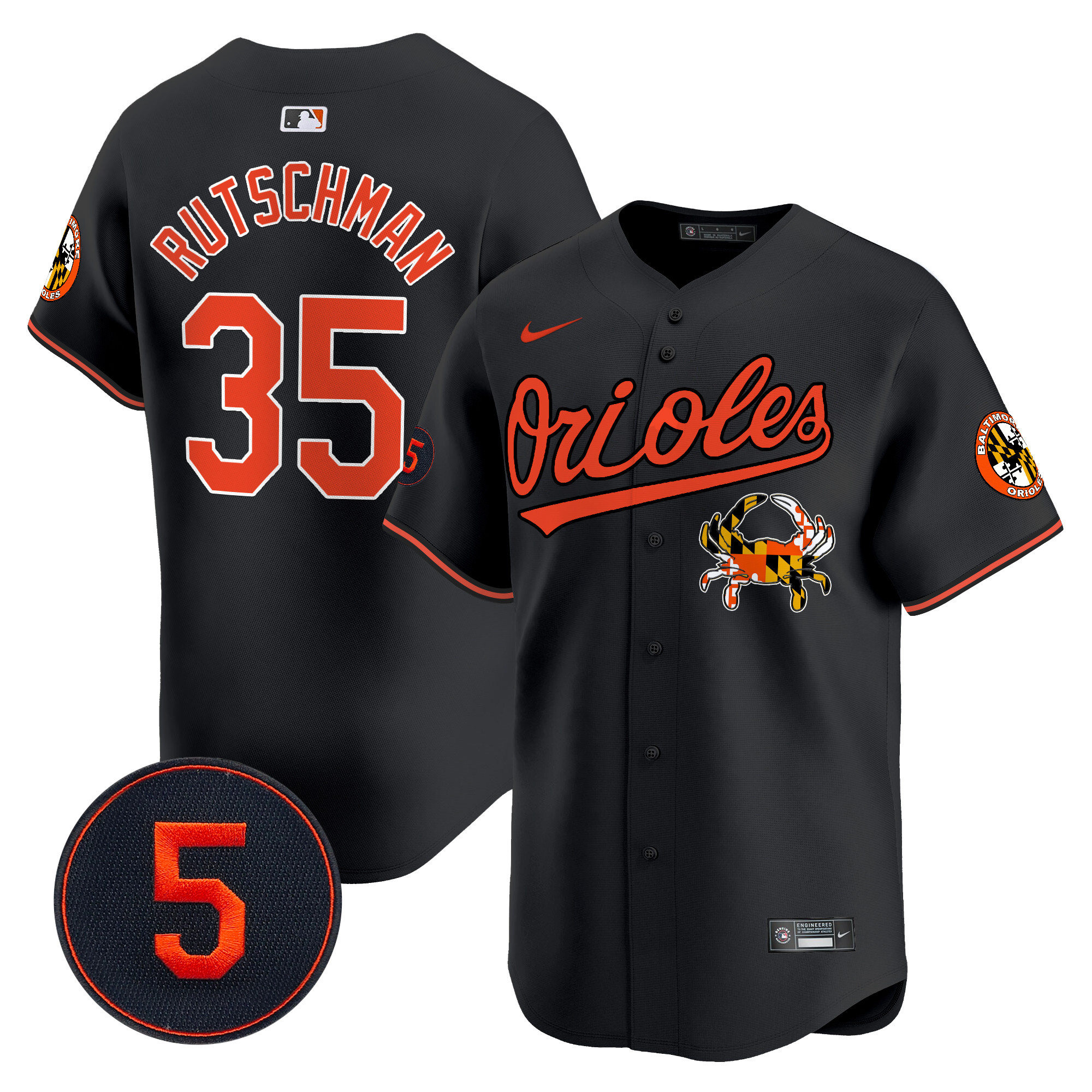 Men's Adley Rutschman Baltimore Orioles Robinson Patch Vapor Premier Limited Black Jersey V9 - All Stitched