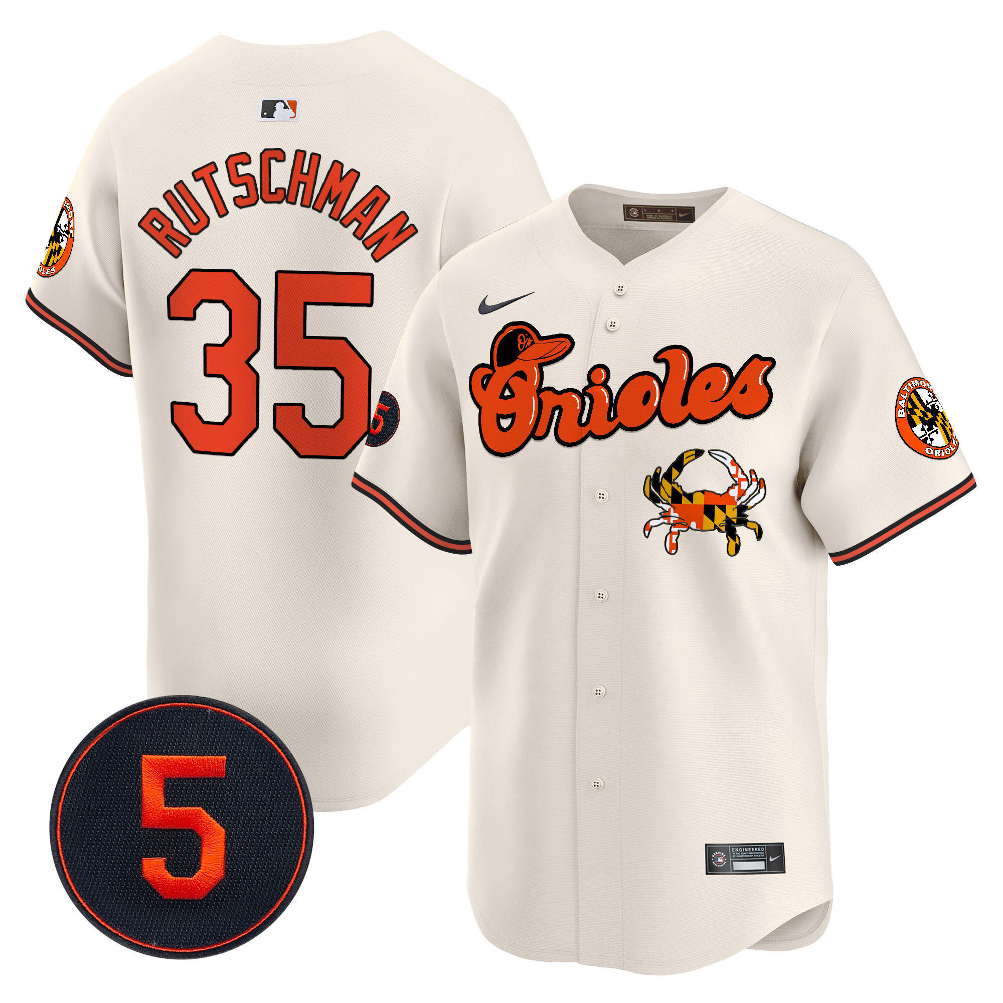 Men's Adley Rutschman Baltimore Orioles Robinson Patch Vapor Premier Limited Cream Jersey V6 - All Stitched