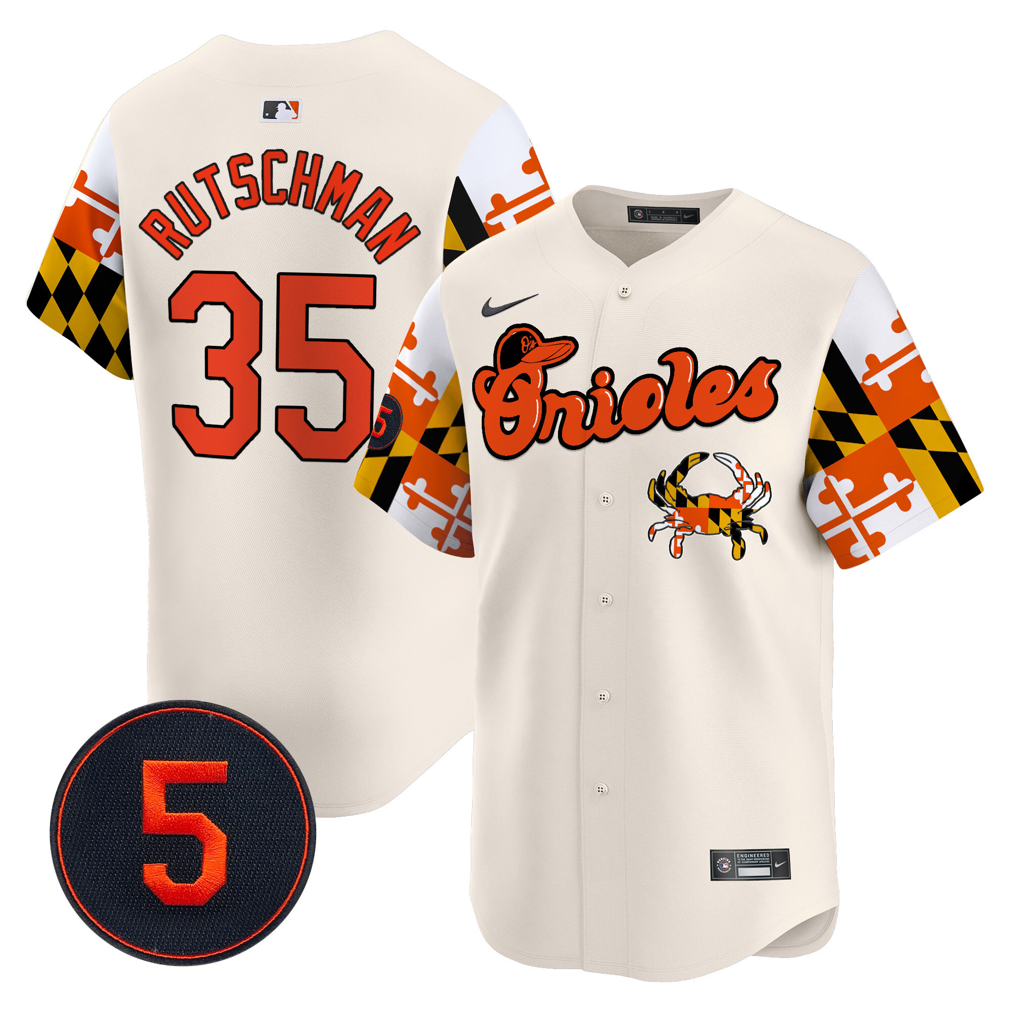 Men's Adley Rutschman Baltimore Orioles Robinson Patch Vapor Premier Limited Cream Jersey V7 - All Stitched