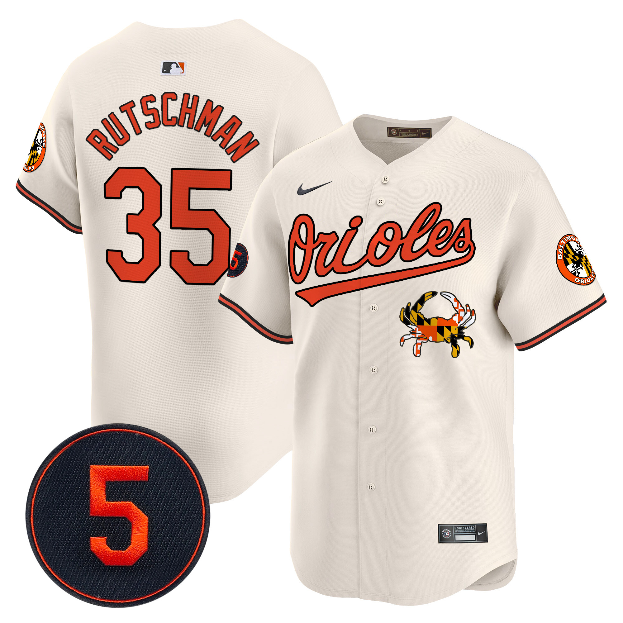 Men's Adley Rutschman Baltimore Orioles Robinson Patch Vapor Premier Limited Cream Jersey V9 - All Stitched