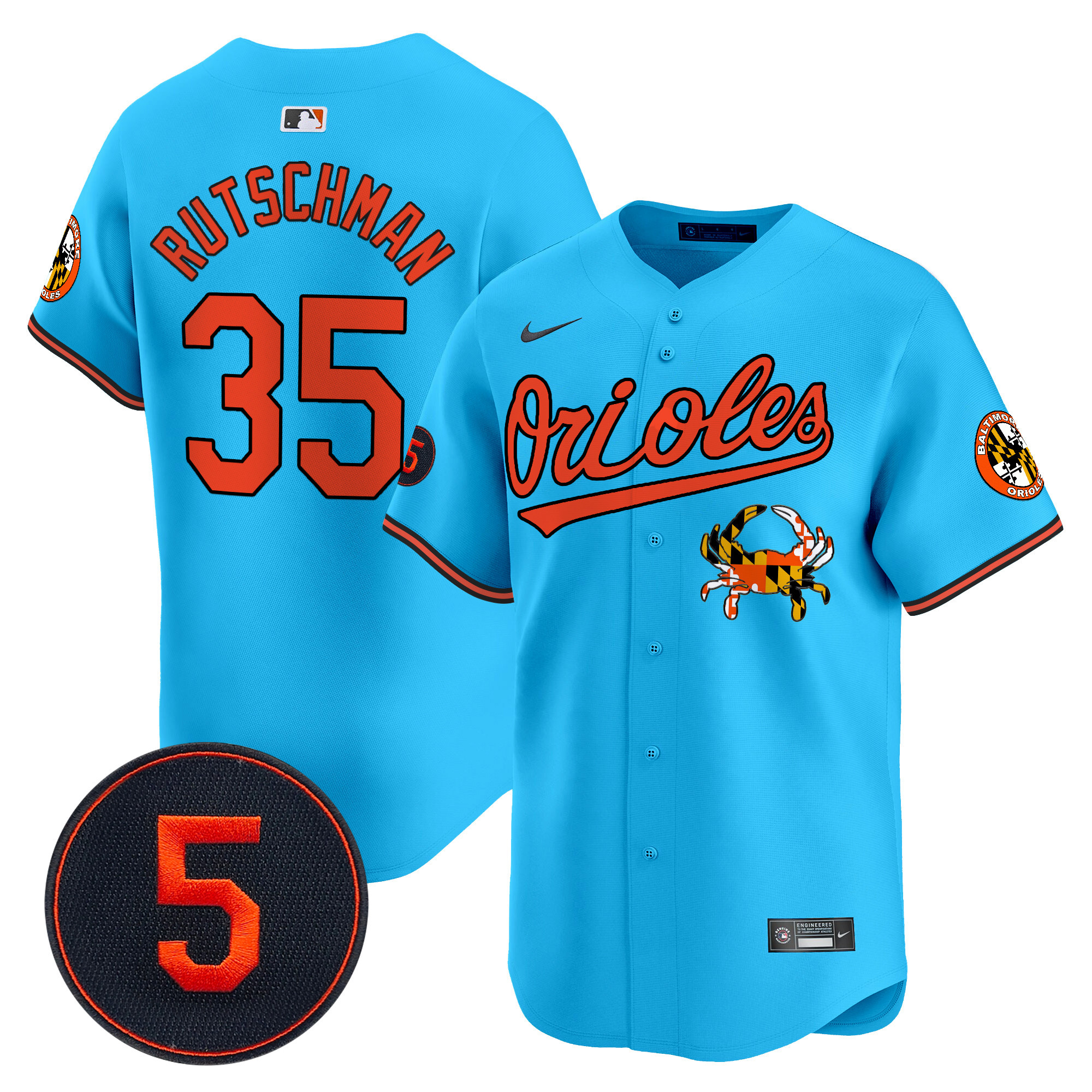 Men's Adley Rutschman Baltimore Orioles Robinson Patch Vapor Premier Limited Light Blue Jersey V9 - All Stitched