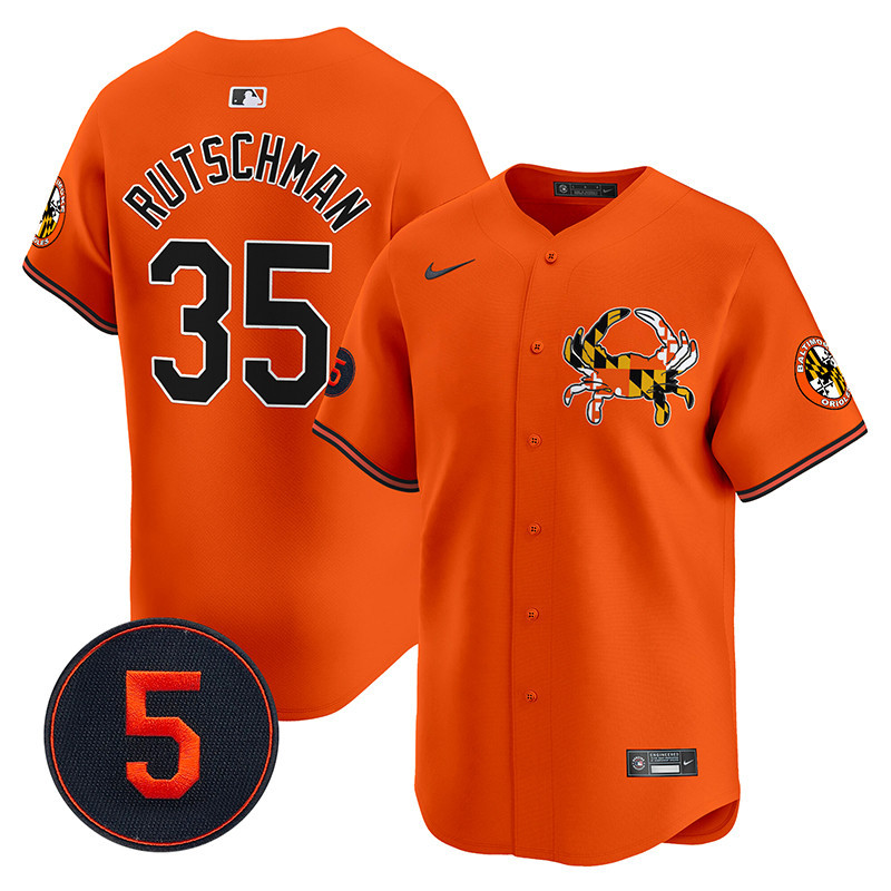 Men's Adley Rutschman Baltimore Orioles Robinson Patch Vapor Premier Limited Orange Jersey V3 - All Stitched