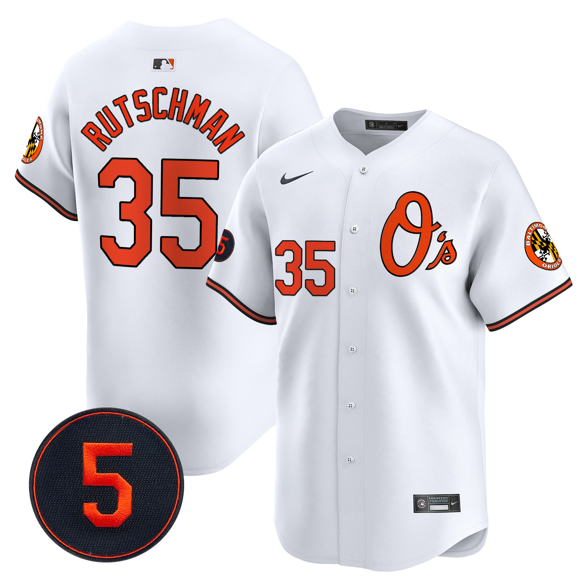 Men's Adley Rutschman Baltimore Orioles Robinson Patch Vapor Premier Limited White Jersey V4 - All Stitched