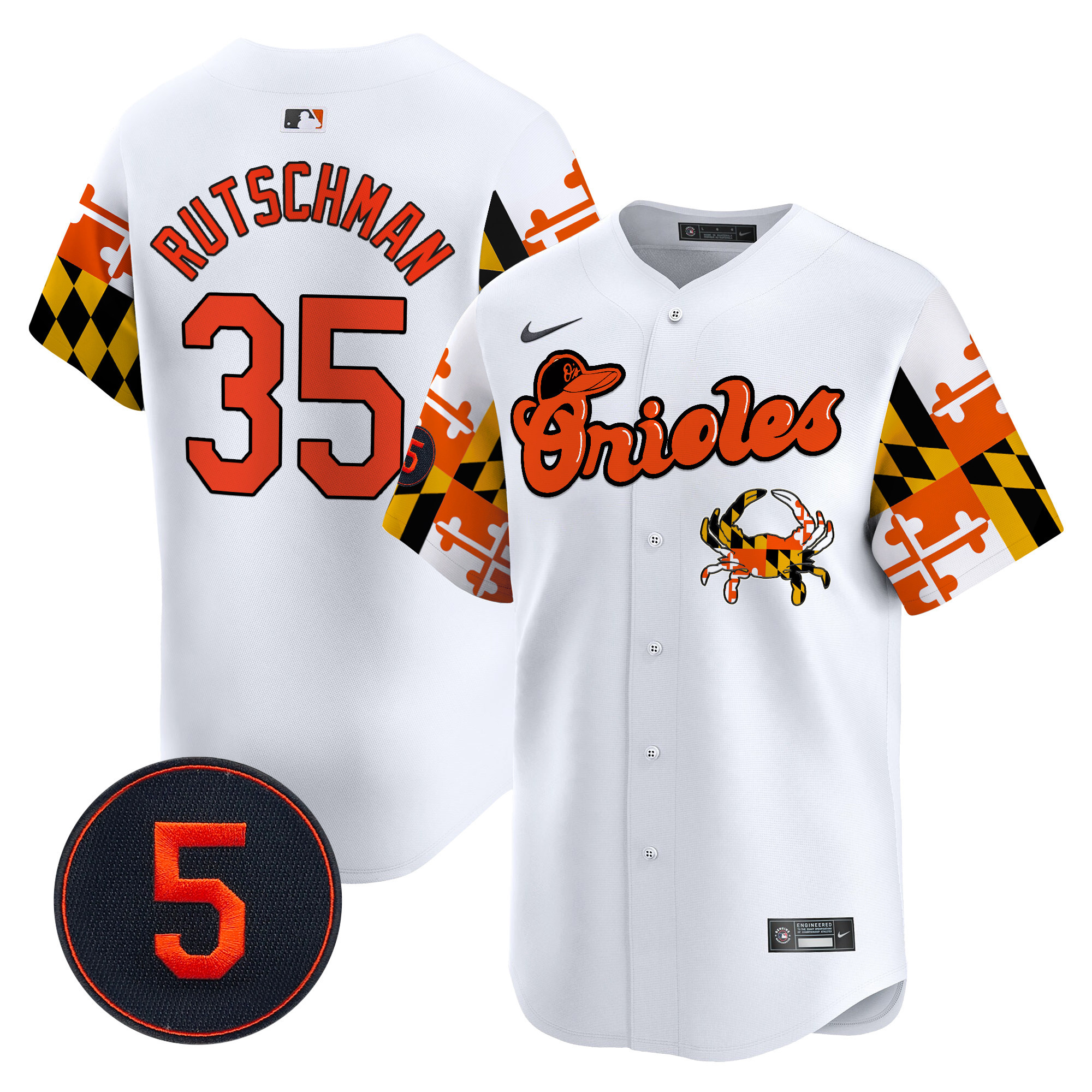 Men's Adley Rutschman Baltimore Orioles Robinson Patch Vapor Premier Limited White Jersey V7 - All Stitched