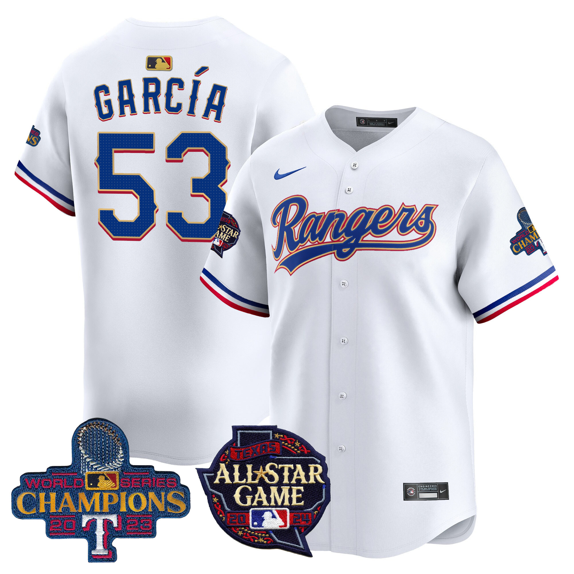 Men's Adolis Garcia Texas Rangers 2024 All Star Game Patch Vapor Premier Limited White Jersey - All Stitched