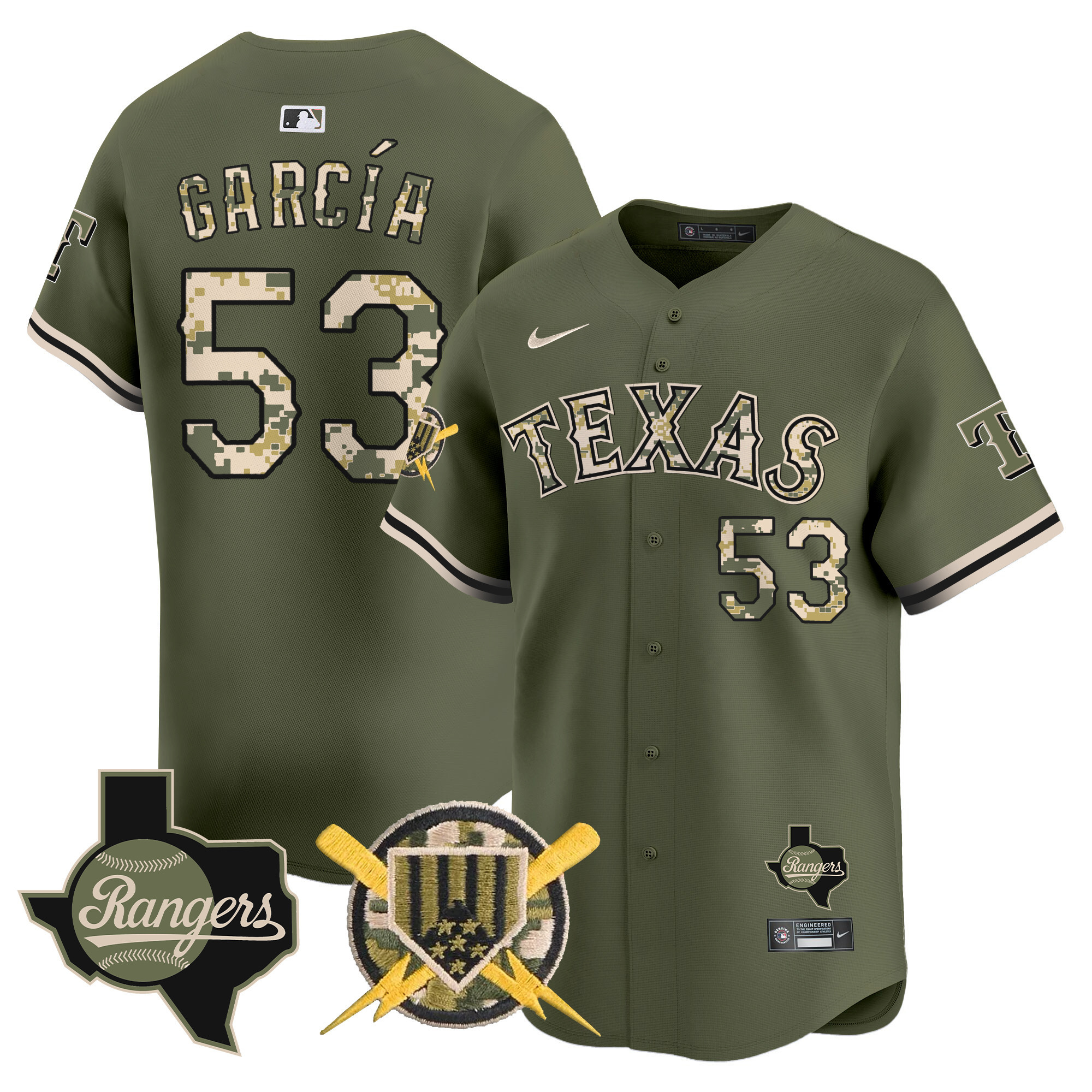 Men's Adolis Garcia Texas Rangers Armed Forces Day Vapor Premier Limited Green Jersey - All Stitched