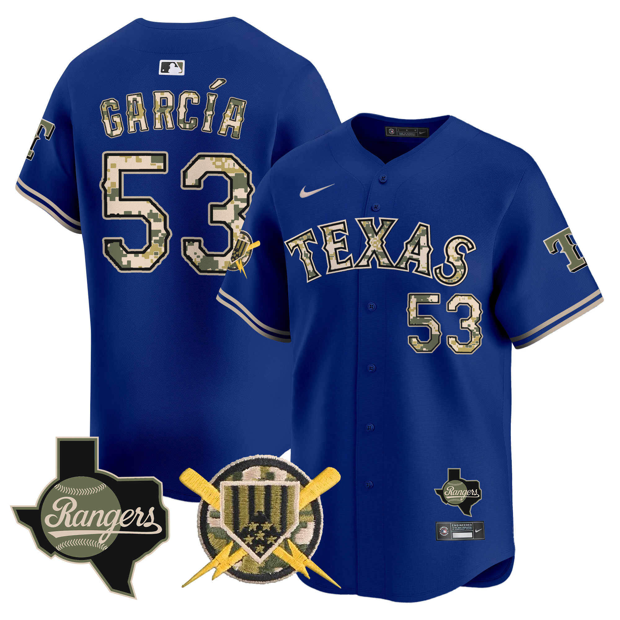 Men's Adolis Garcia Texas Rangers Armed Forces Day Vapor Premier Limited Royal Jersey - All Stitched