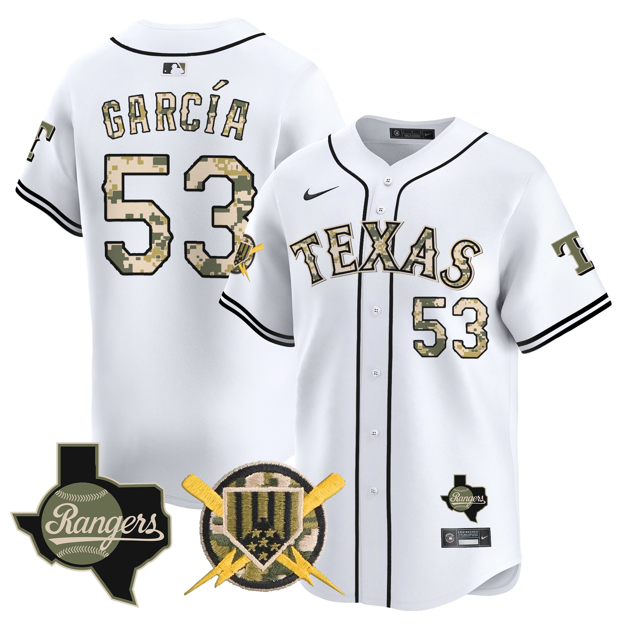 Men's Adolis Garcia Texas Rangers Armed Forces Day Vapor Premier Limited White Jersey - All Stitched