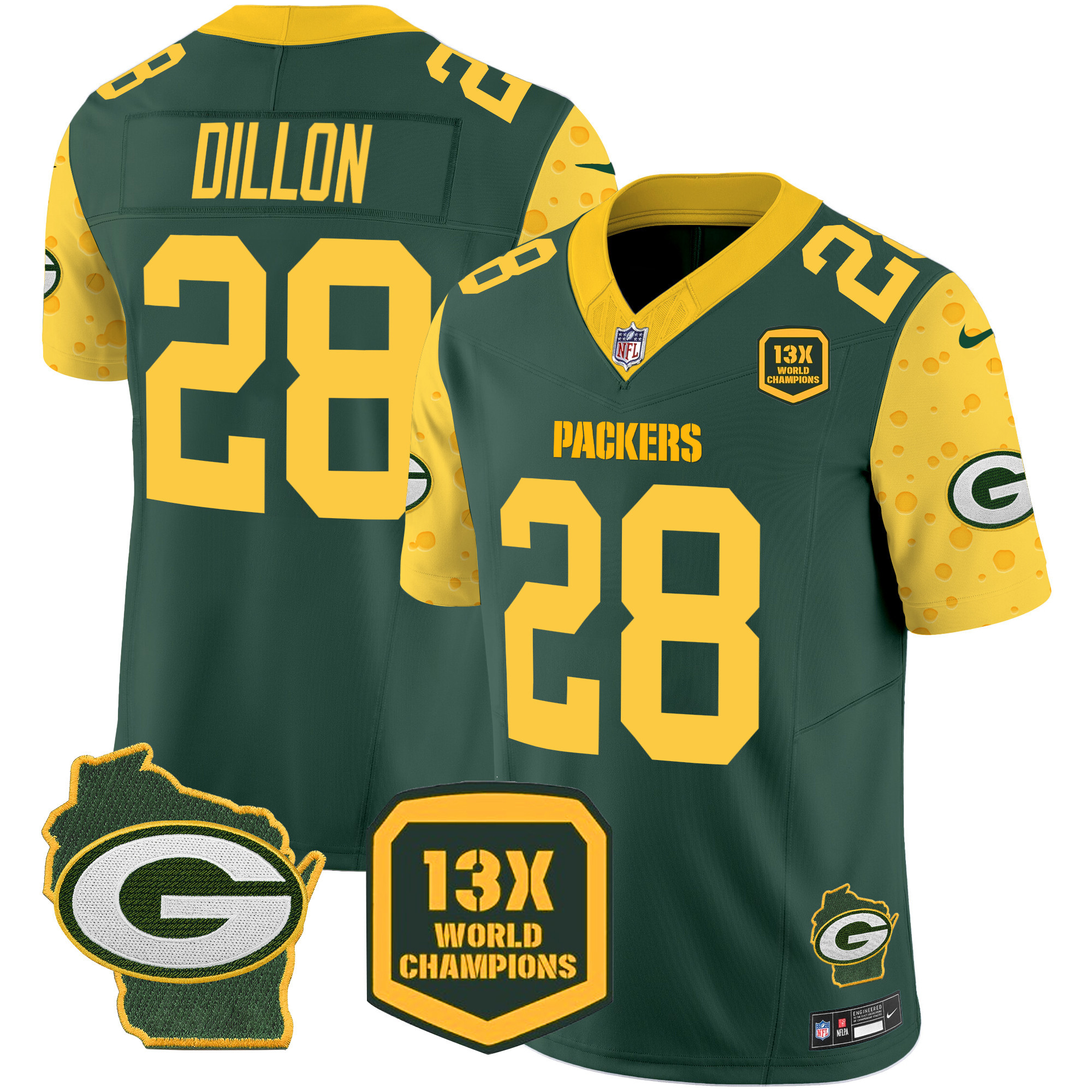 Men's AJ Dillon Green Bay Packers Cheese Vapor Limited Green Jersey – All Stitched