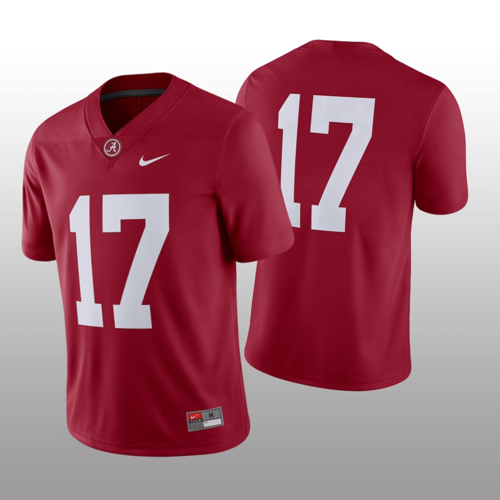 Men's Alabama Crimson Tide #17 Crimson College 2018 Game Jersey
