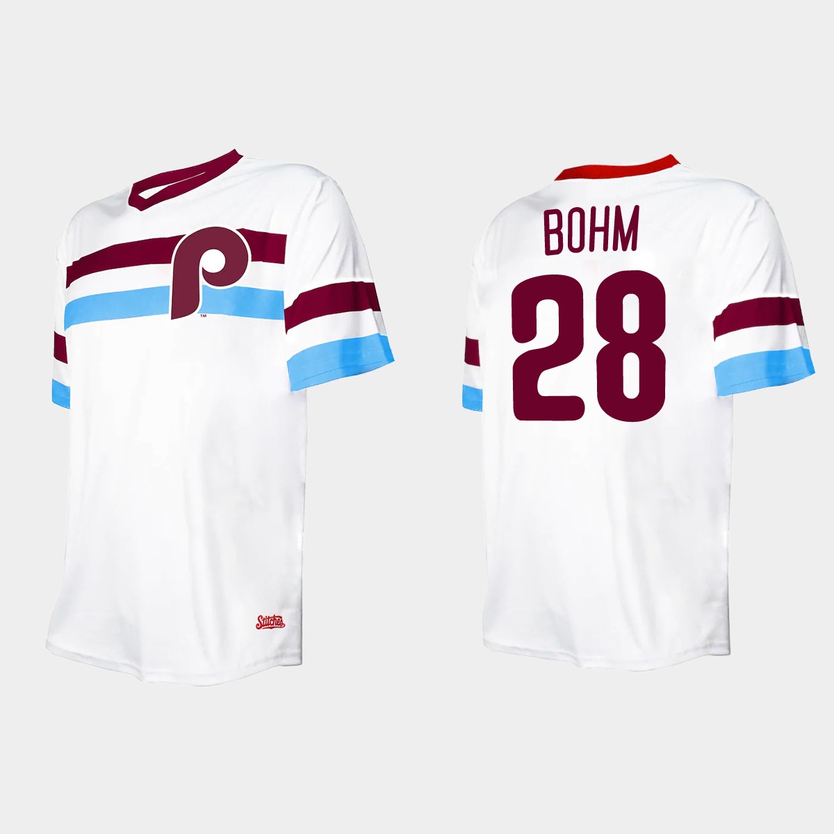 Men's Alec Bohm Philadelphia Phillies Cooperstown Collection V-Neck Jersey - White