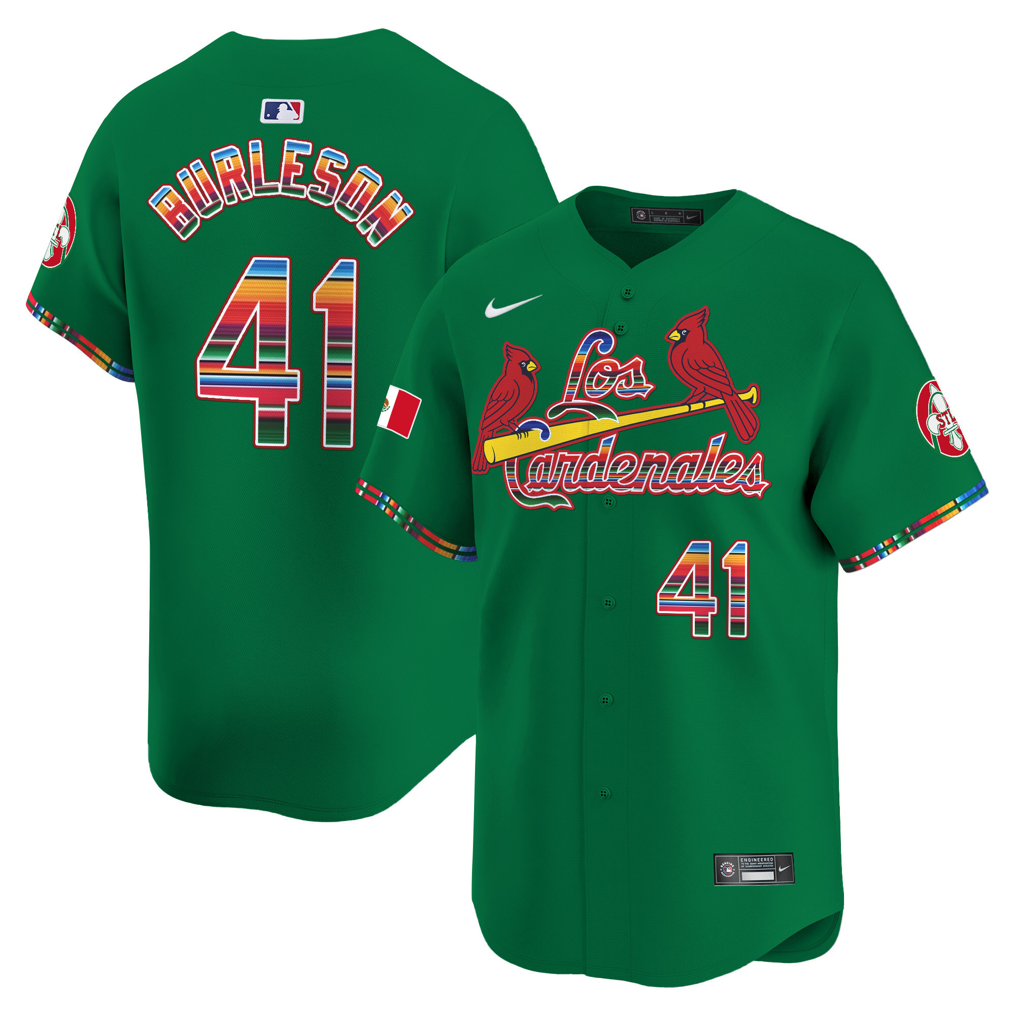 Men's Alec Burleson St. Louis Cardinals Fiesta Cardenales Vapor Premier Limited Green Jersey - All Stitched