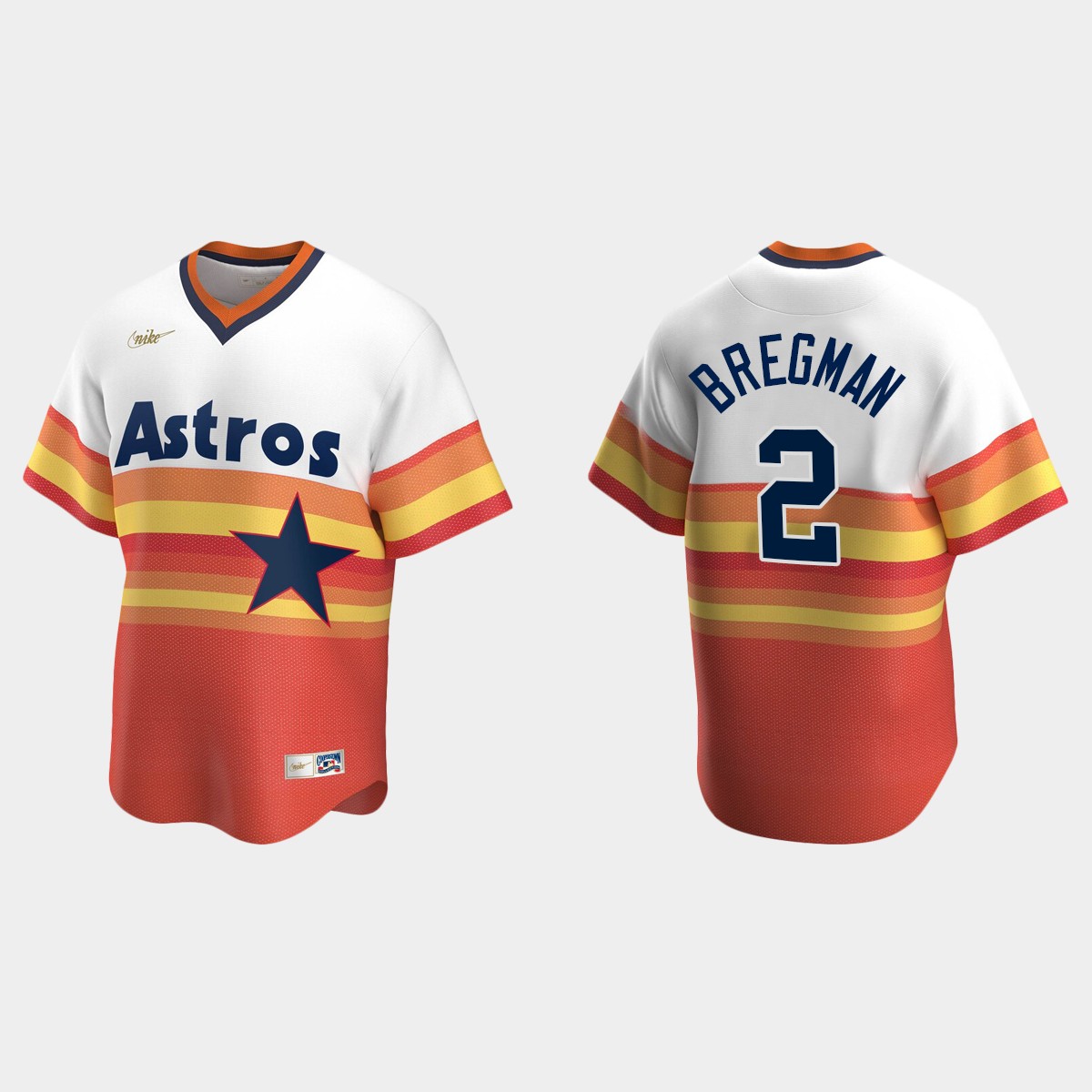 Men's Alex Bregman #2 Houston Astros Home Cooperstown Collection Jersey - White Orange