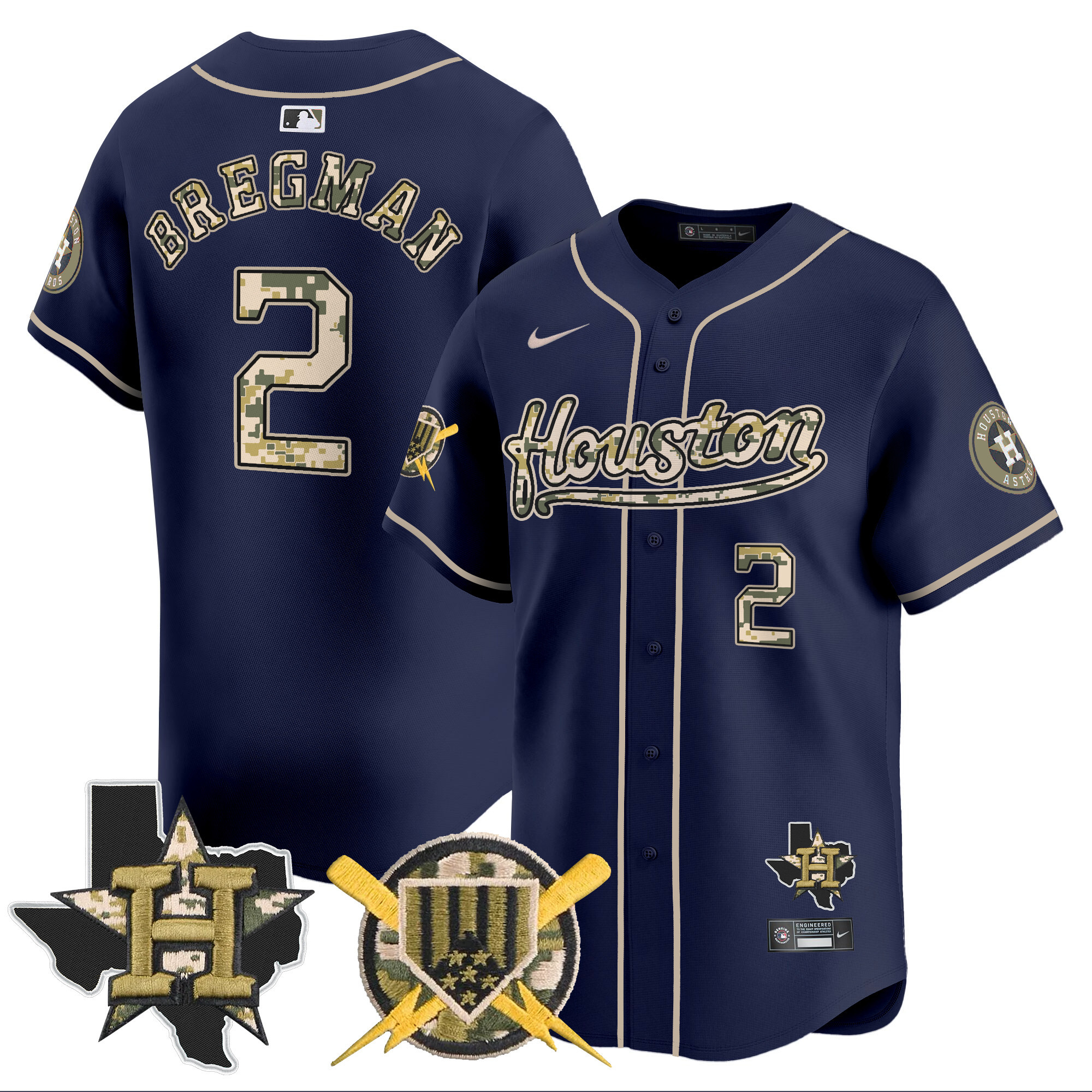 Men's Alex Bregman Houston Astros Armed Forces Day Vapor Premier Limited Navy Jersey - All Stitched