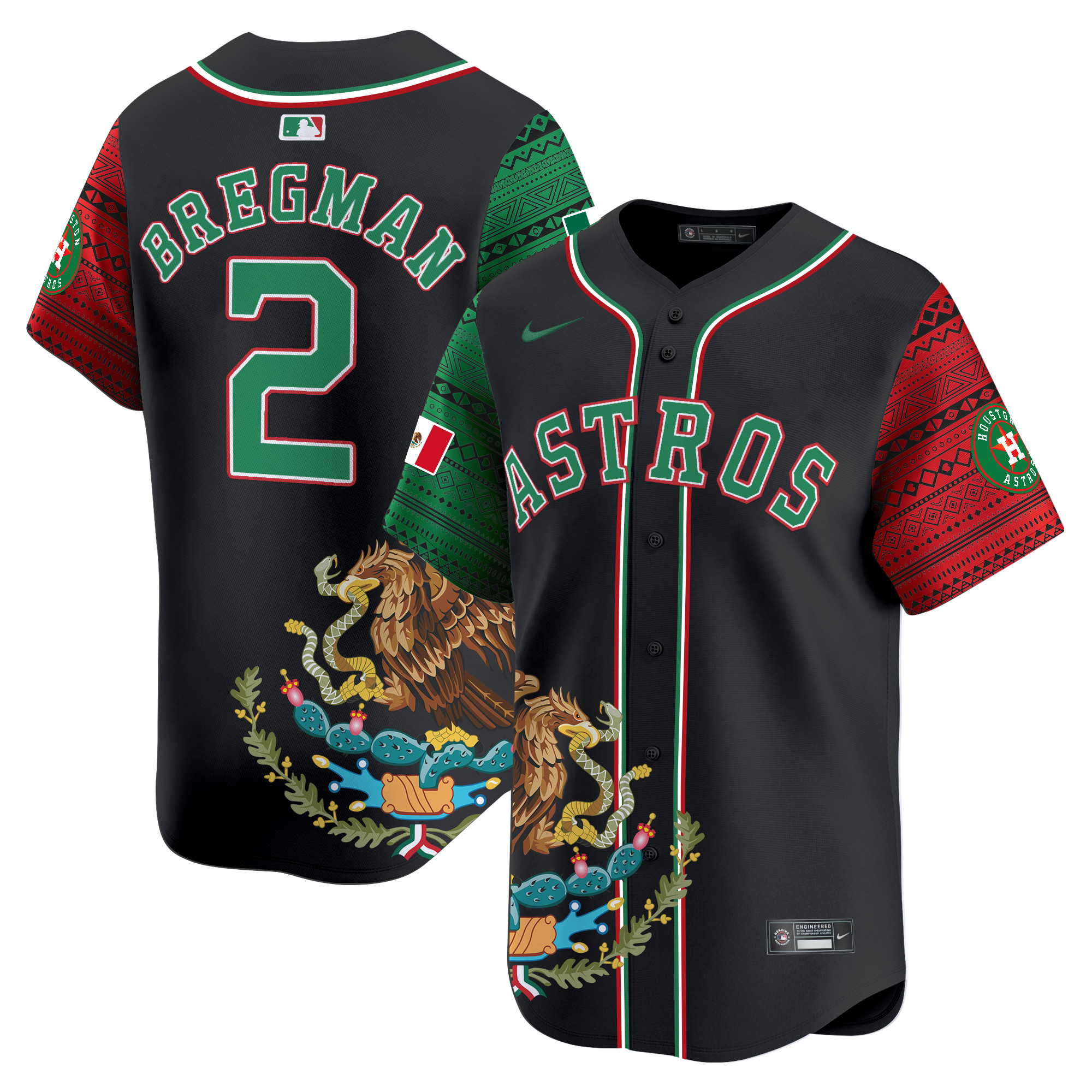 Men's Alex Bregman Houston Astros Aztec Mexico Vapor Premier Limited Black Jersey - Printed