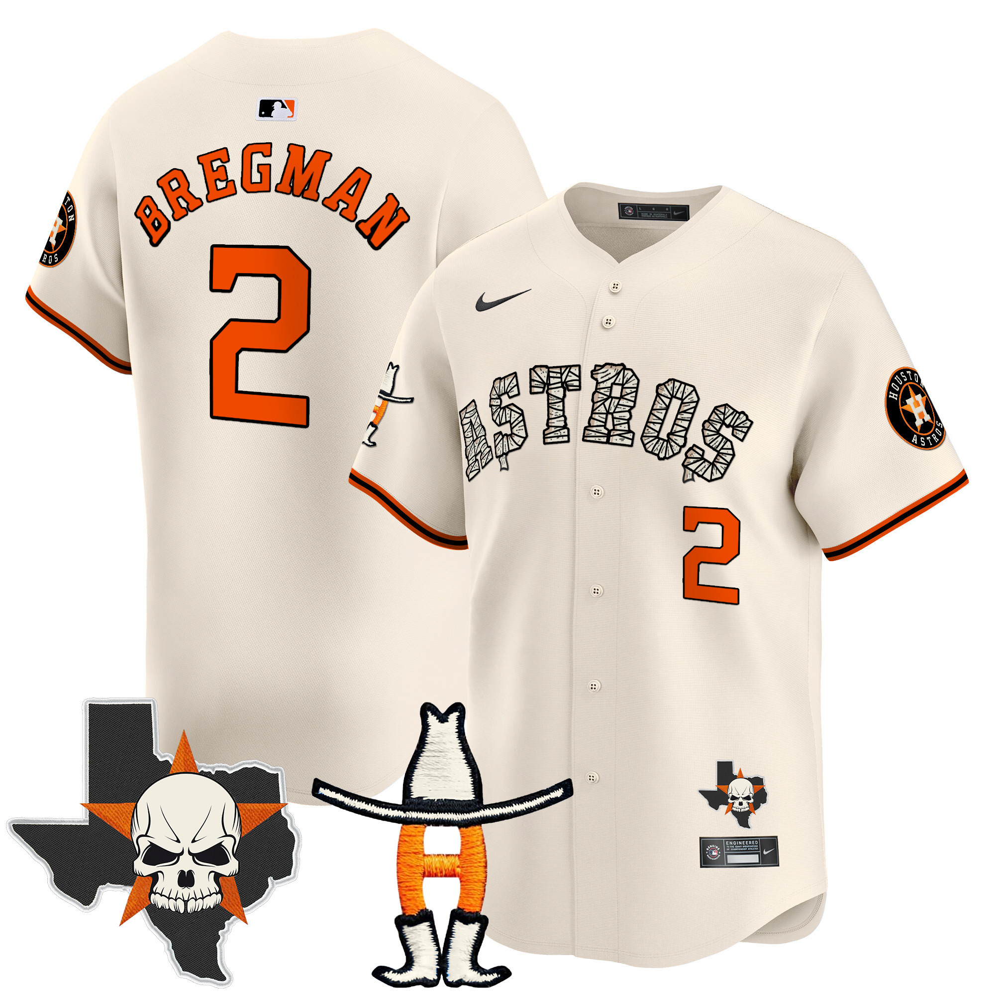 Men's Alex Bregman Houston Astros Halloween Vapor Premier Limited Cream Jersey - All Stitched
