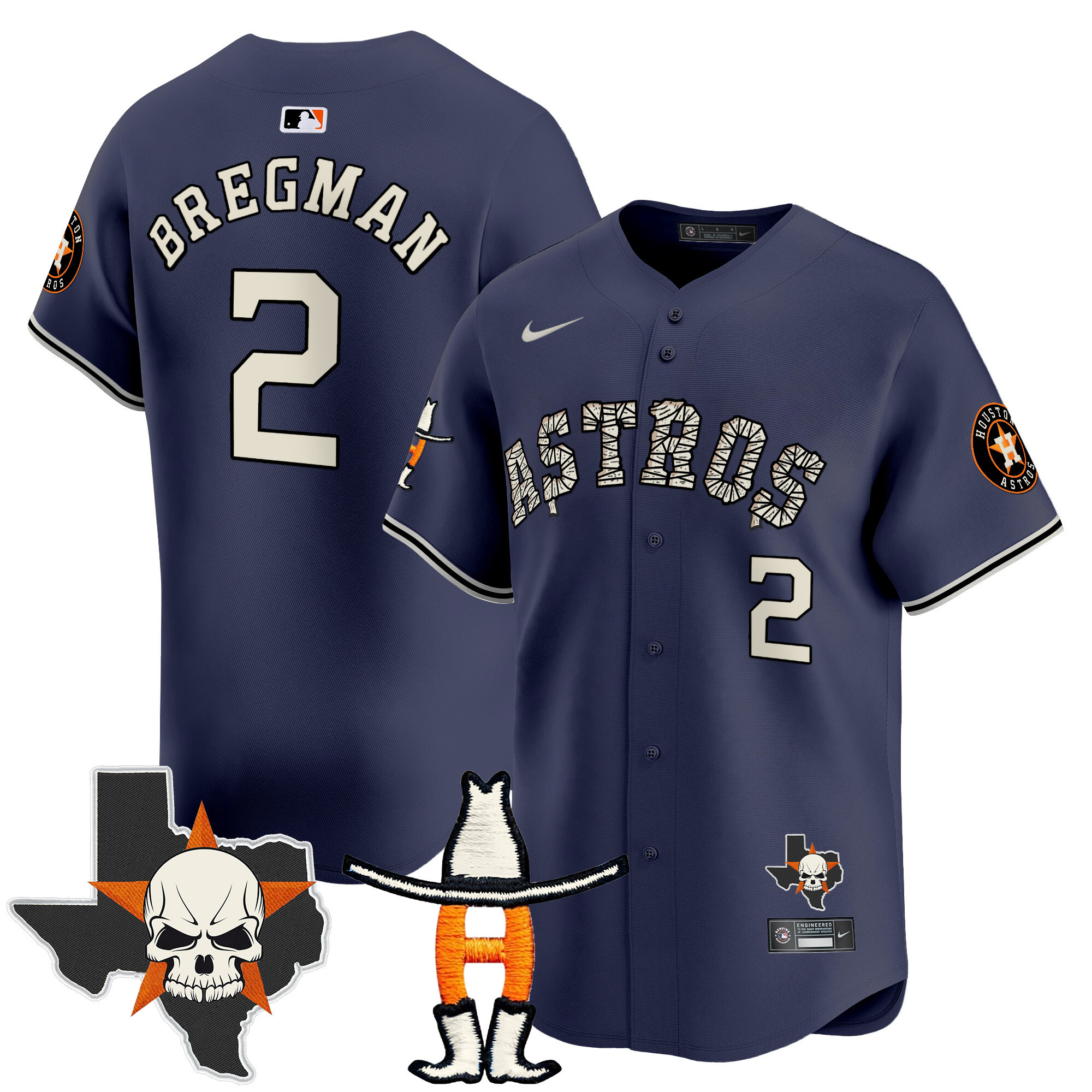 Men's Alex Bregman Houston Astros Halloween Vapor Premier Limited Navy Jersey - All Stitched