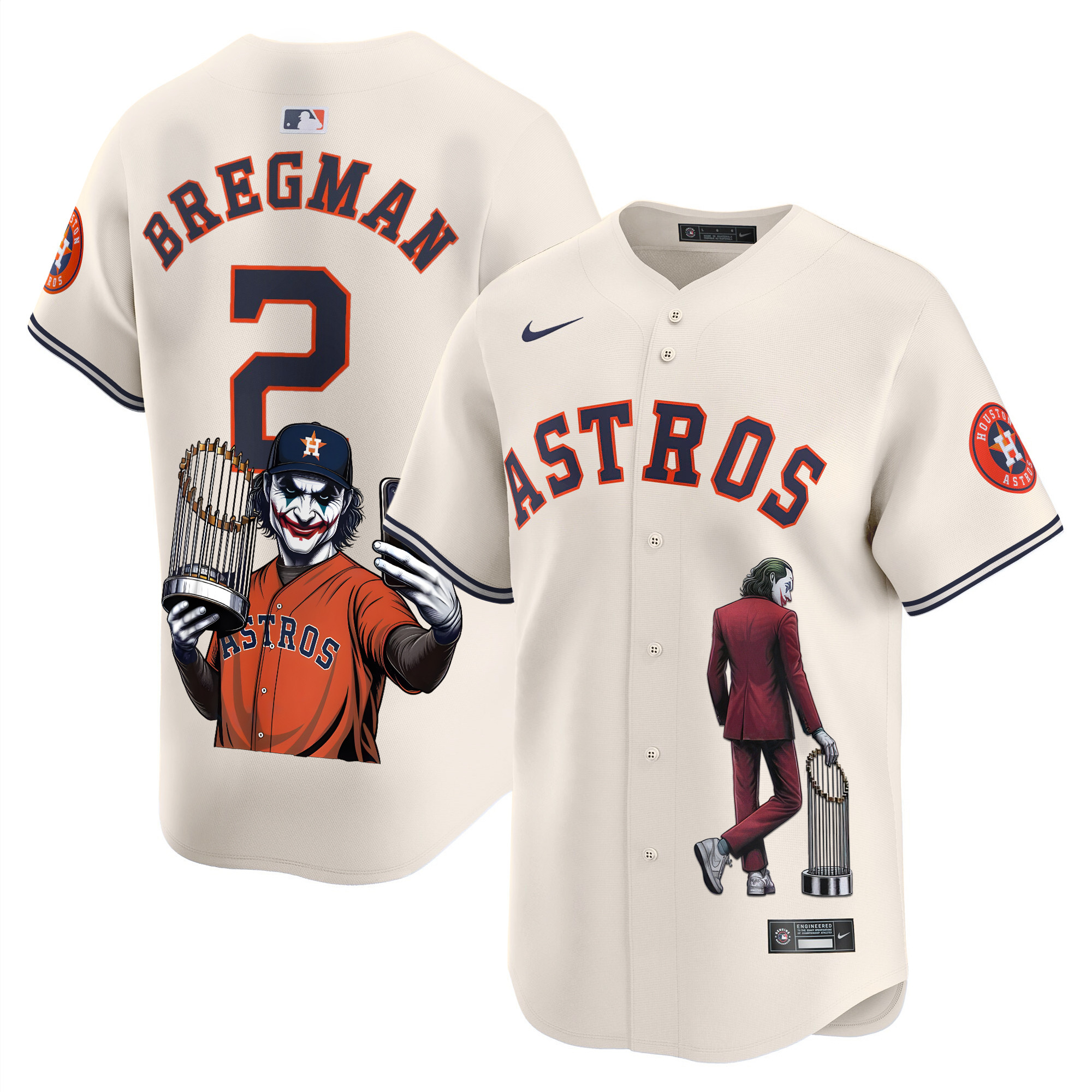 Men's Alex Bregman Houston Astros Joker Vapor Premier Limited Cream Jersey - Printed