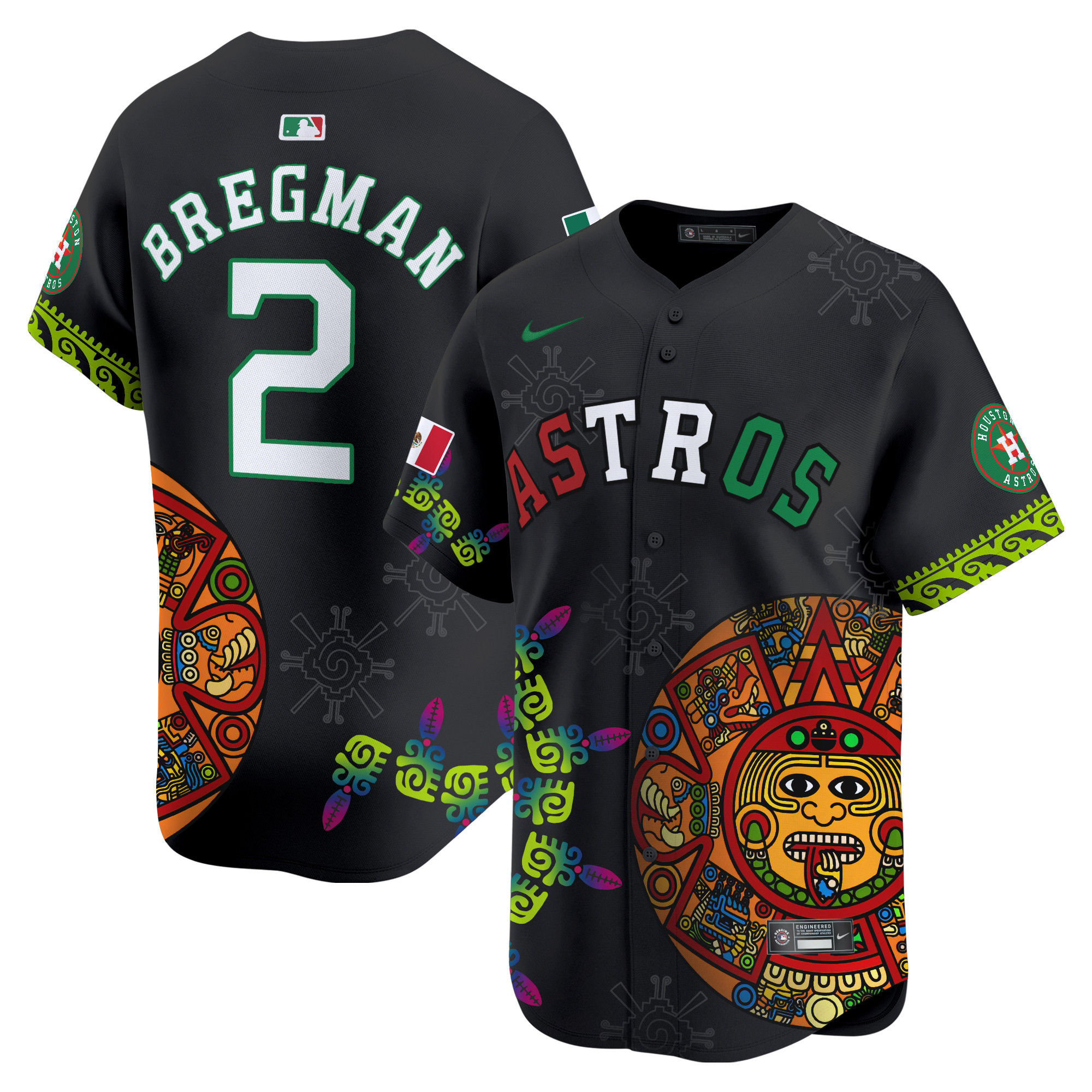 Men's Alex Bregman Houston Astros Mexico Aztec Calendar Vapor Premier Limited Black Jersey - Printed