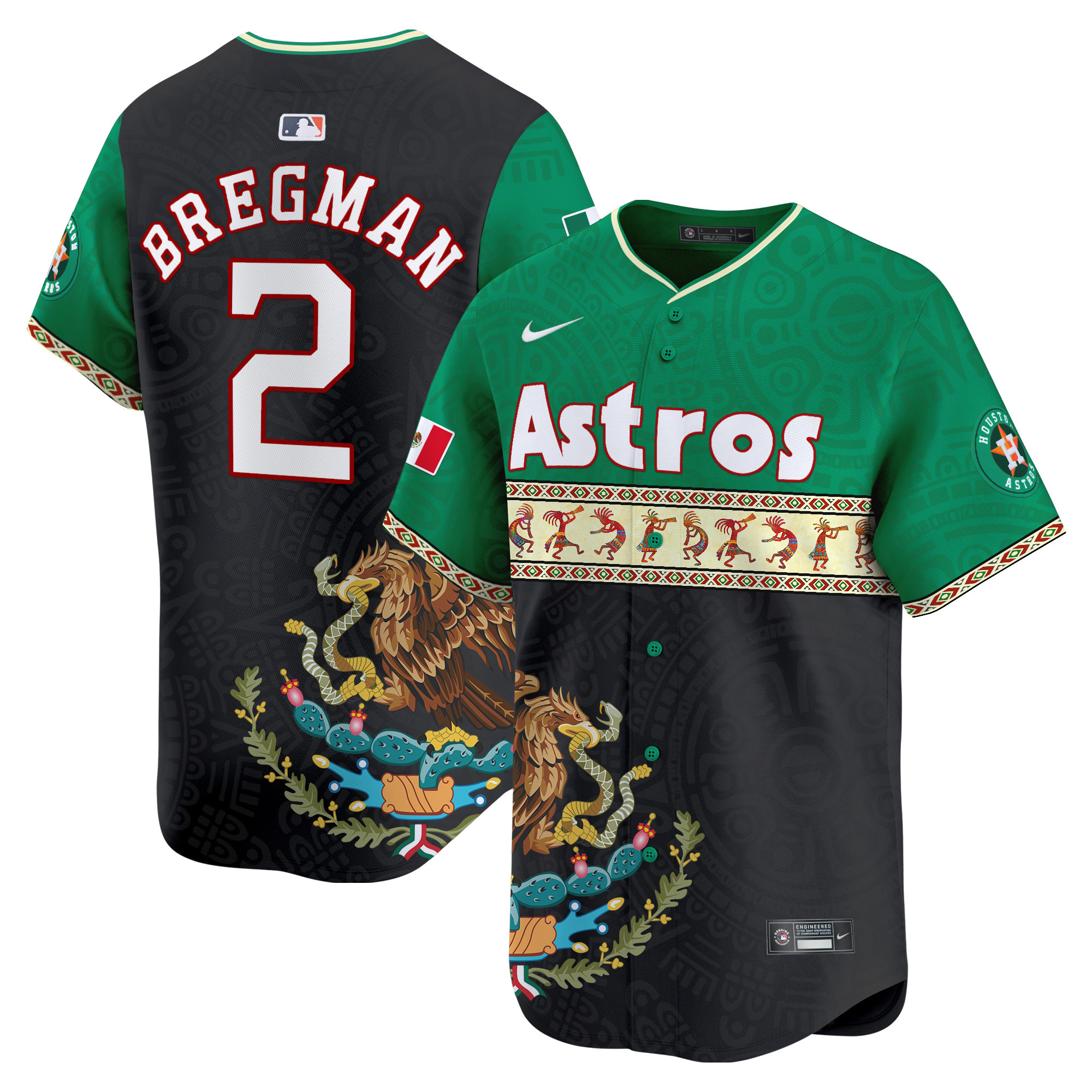 Men's Alex Bregman Houston Astros Mexico Aztec Vapor Premier Limited Green Jersey - Printed