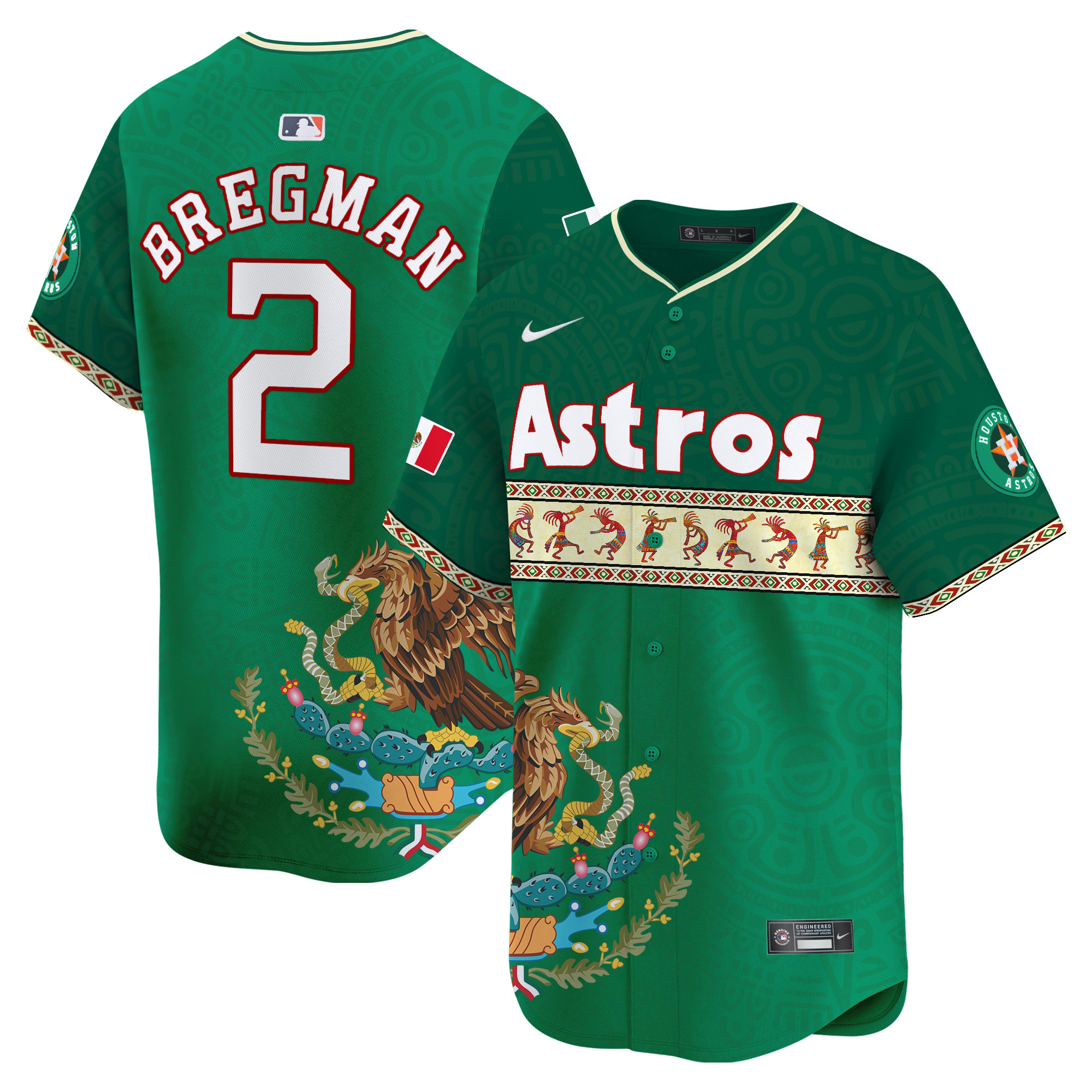 Men's Alex Bregman Houston Astros Mexico Aztec Vapor Premier Limited Green Jersey V2 - Printed