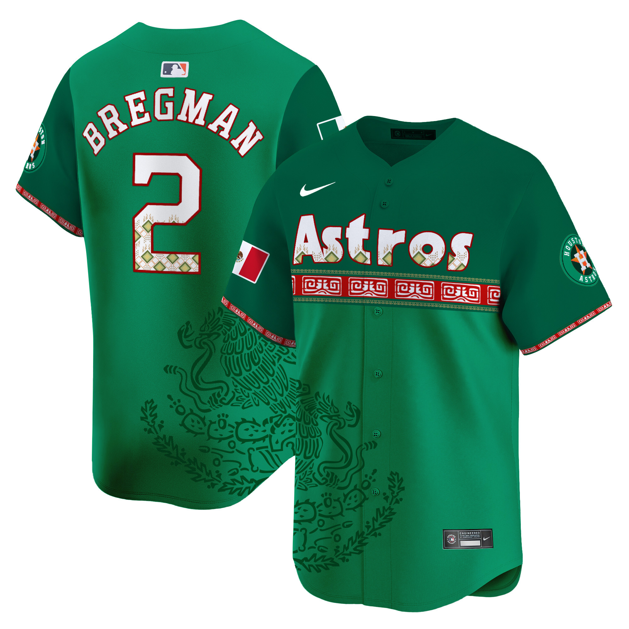 Men's Alex Bregman Houston Astros Mexico Vapor Premier Limited Green Jersey V5 - Printed