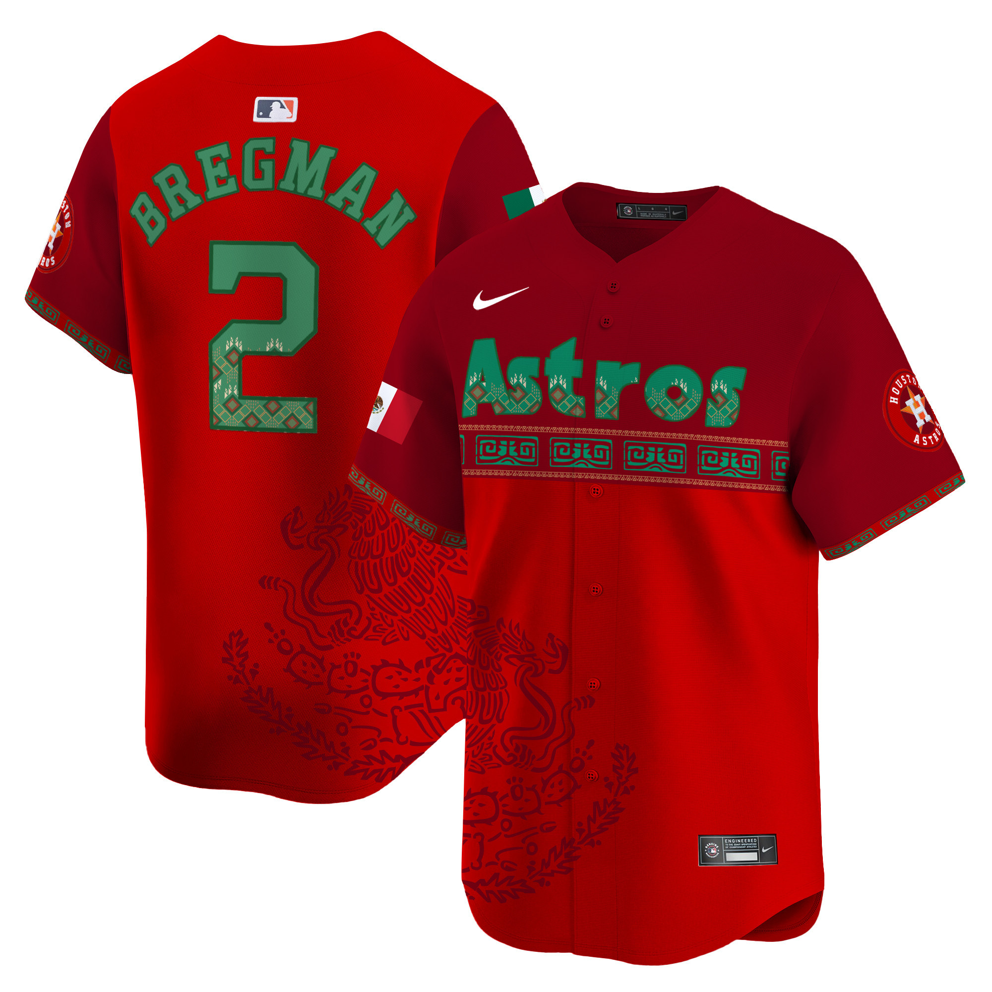Men's Alex Bregman Houston Astros Mexico Vapor Premier Limited Red Jersey V5 - Printed