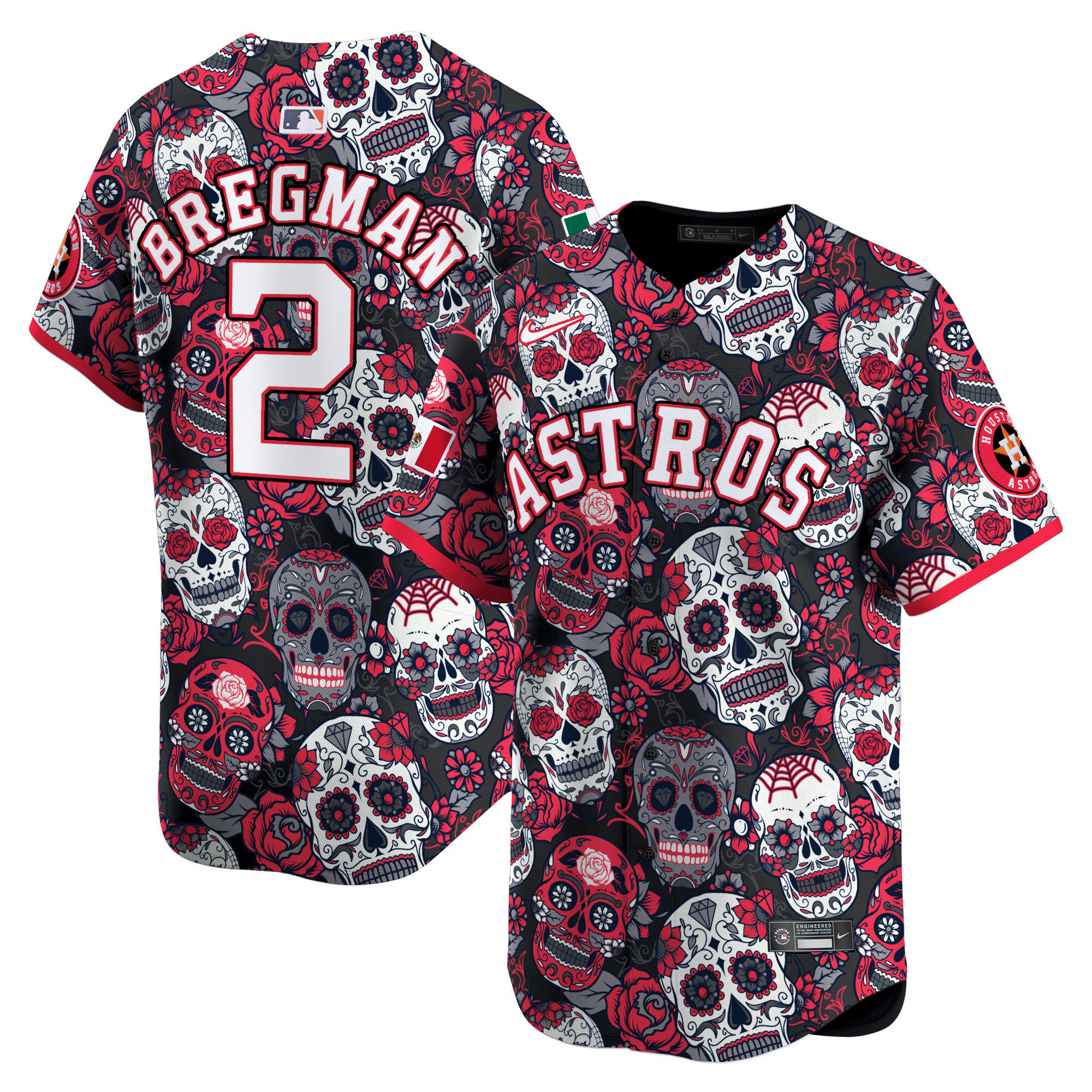 Men's Alex Bregman Houston Astros Sugar Skull Mexico Vapor Premier Limited Red Jersey - Printed