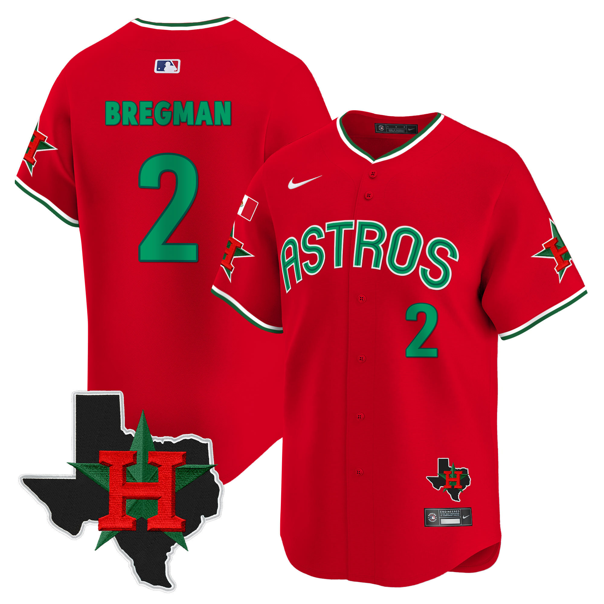 Men's Alex Bregman Mexico Texas Patch Vapor Premier Limited Red Houston Astros Jersey V3 - All Stitched