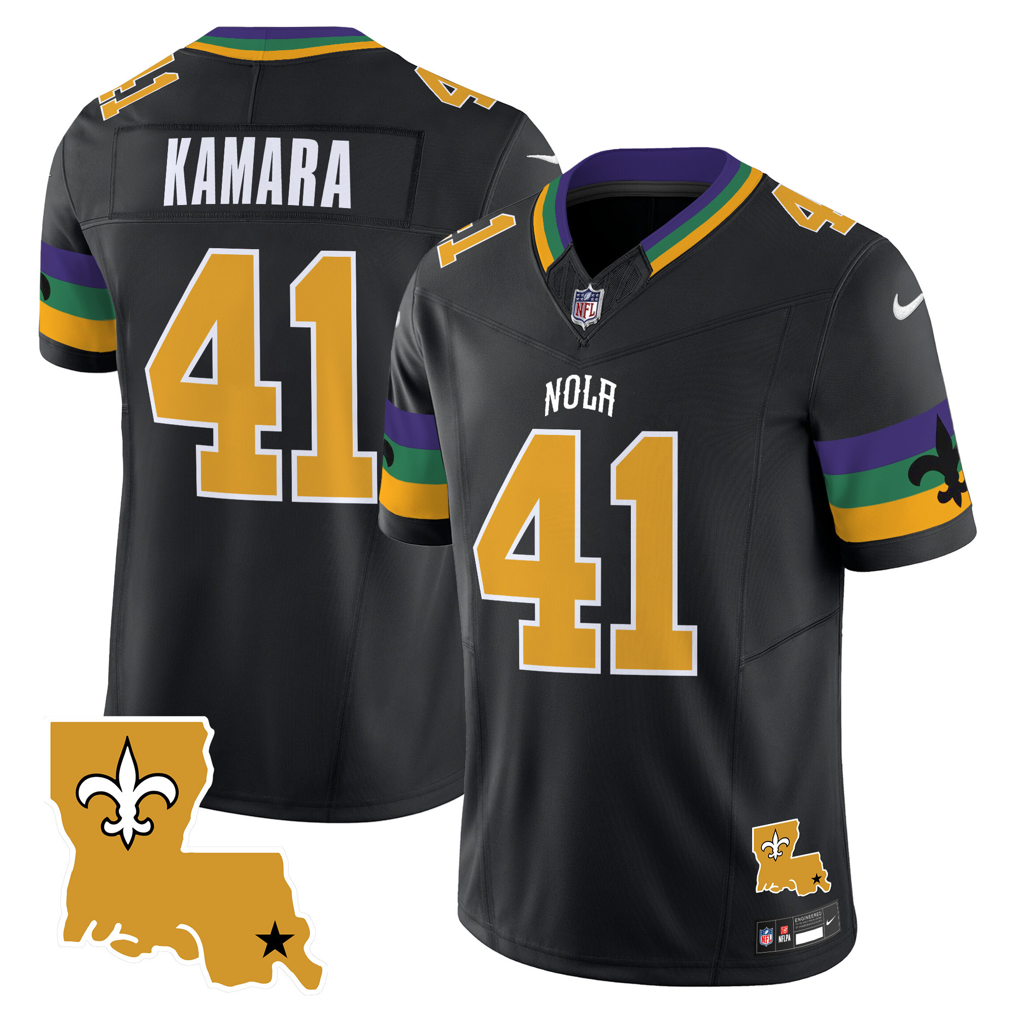 Men's Alvin Kamara New Orleans Saints 2024 New Orleans City Vapor Limited Black Jersey - All Stitched