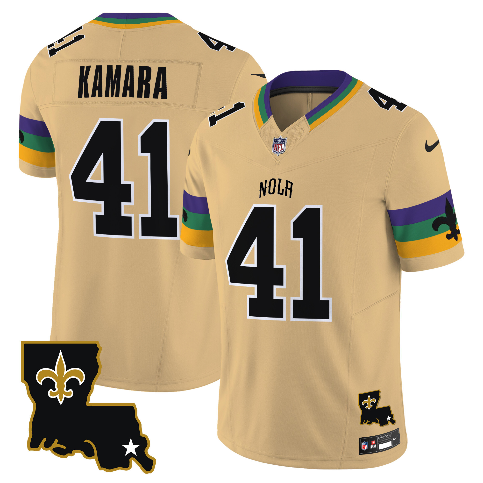 Men's Alvin Kamara New Orleans Saints 2024 New Orleans City Vapor Limited Gold Jersey - All Stitched