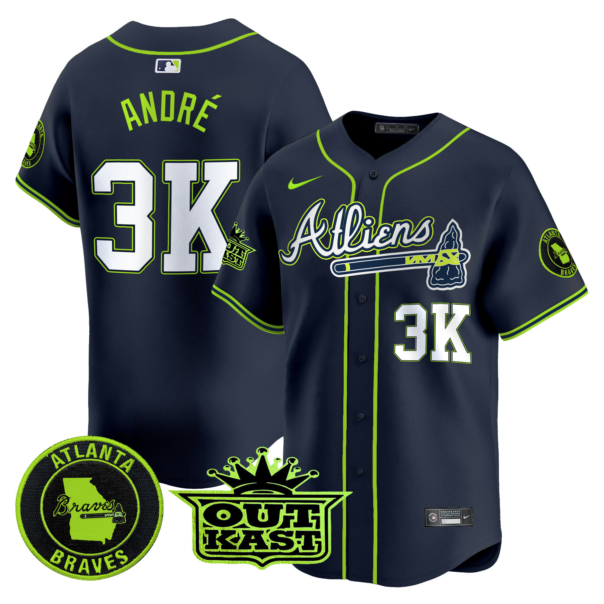 Men's AndrÈ Atlanta Braves Atliens Vapor Premier Limited Atliens Jersey V4 - All Stitched
