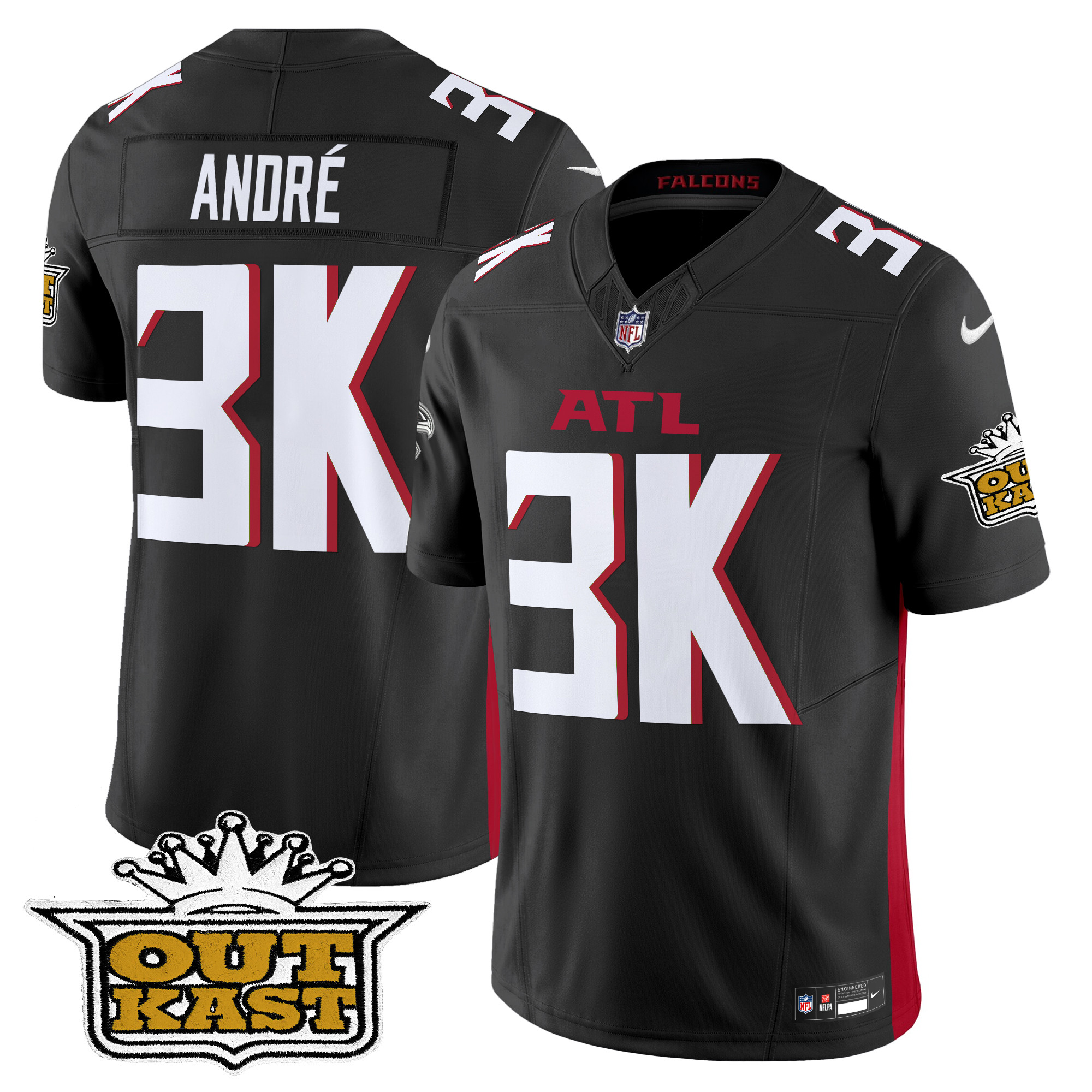 Men's André Outkast x Atlanta Falcons 2024 Vapor Limited Black Jersey - All Stitched